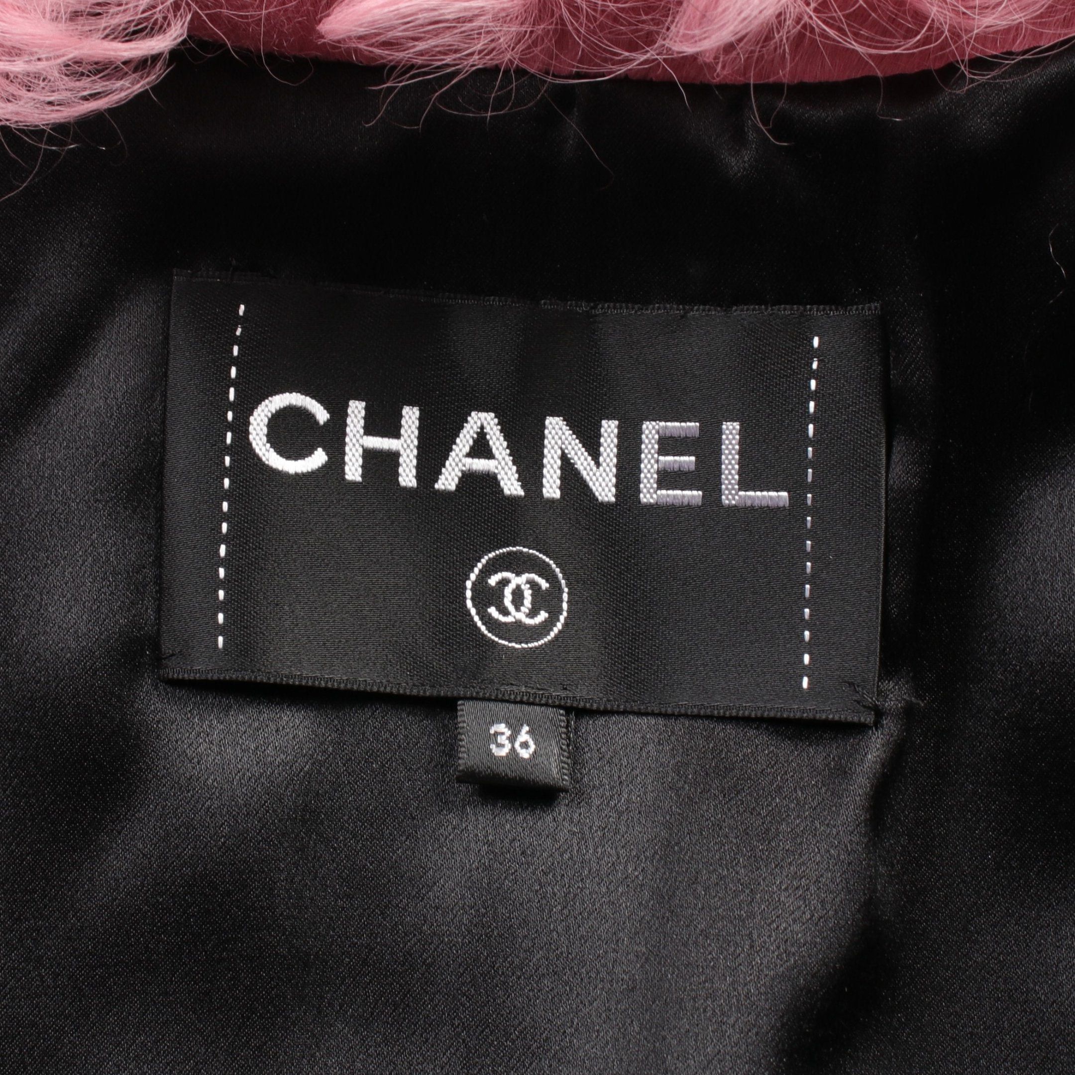 Chanel Chanel Cocomark Button Fur Jacket No-Collar Shearling Black Pink 21K Size ONE SIZE - 3 Thumbnail
