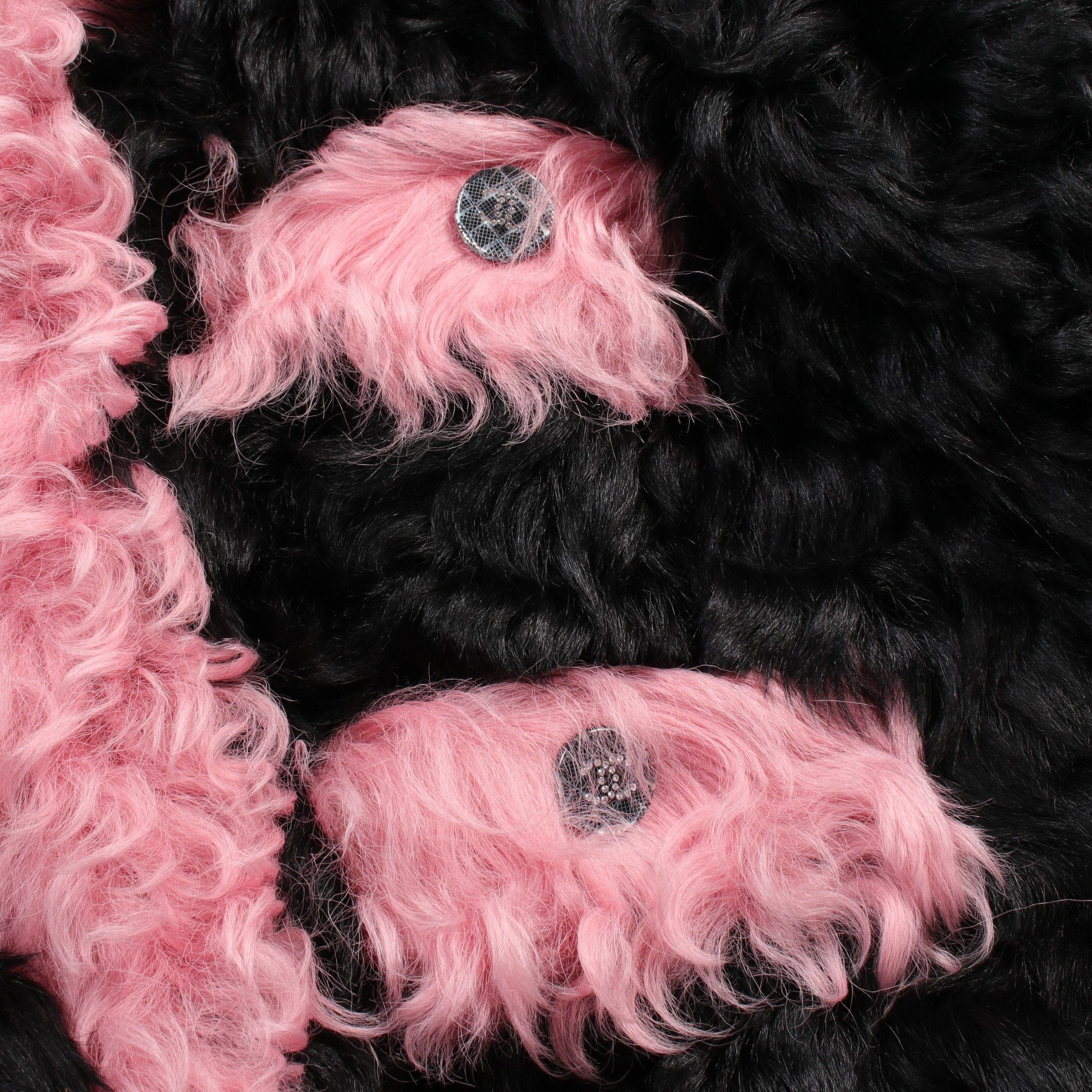 Chanel Chanel Cocomark Button Fur Jacket No-Collar Shearling Black Pink 21K Size ONE SIZE - 9 Thumbnail