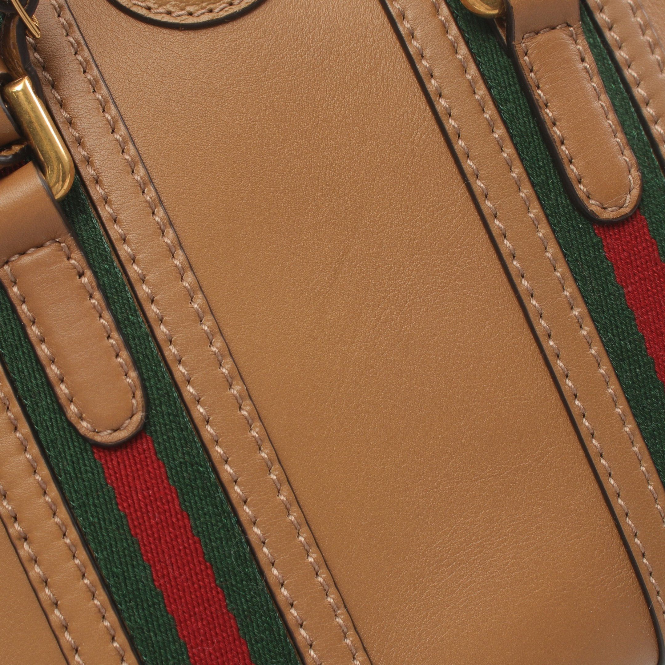 Gucci Gucci Baulet Handbag Leather Canvas Light Brown Green Red Size ONE SIZE - 5 Thumbnail