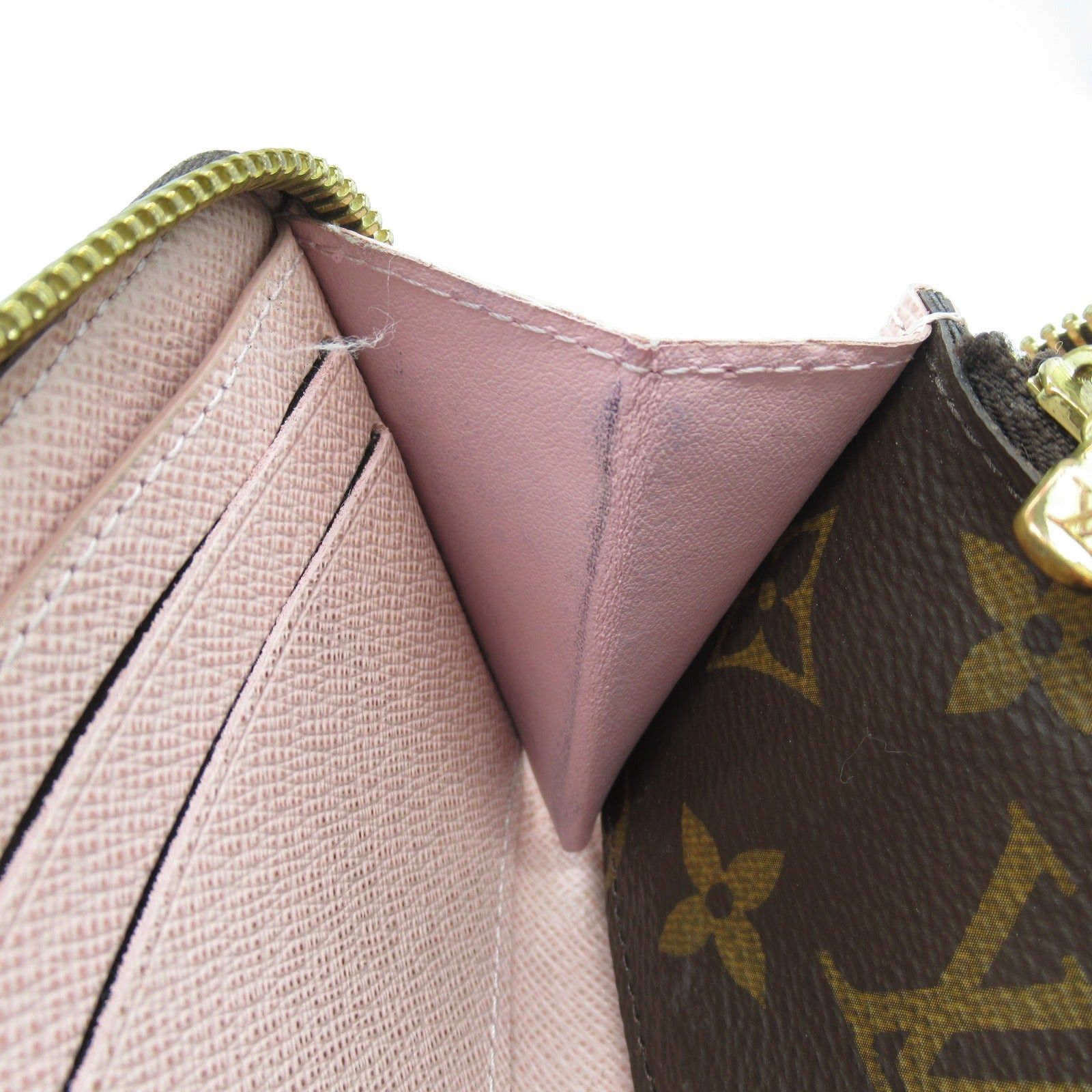 Louis Vuitton Louis Vuitton Portefeuille Clemence Round Zipper Long Wallet Coated Canvas Monogram Brown Rose Ballerine Size ONE SIZE - 10 Thumbnail