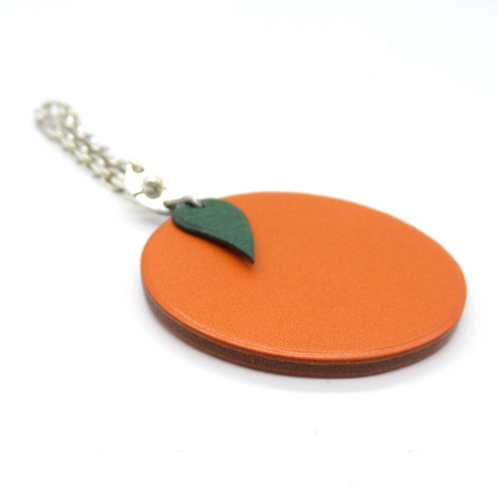 Hermes Hermes Fruit Keychain ”Orange” Key Ring 925 Silver Leather Orange Size ONE SIZE - 2 Thumbnail