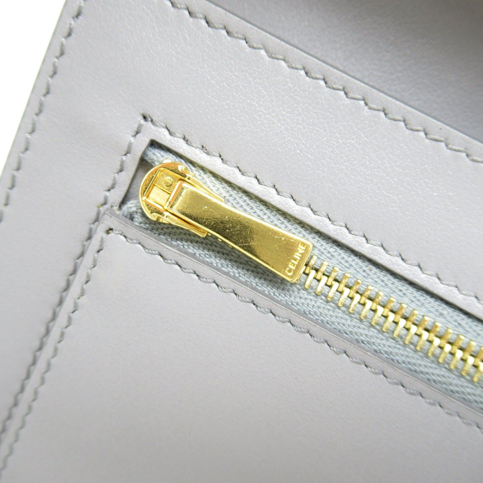 Celine Celine Large Strap Wallet Bi-Fold Long Calfskin (Cowhide) Gray Size ONE SIZE - 7 Thumbnail