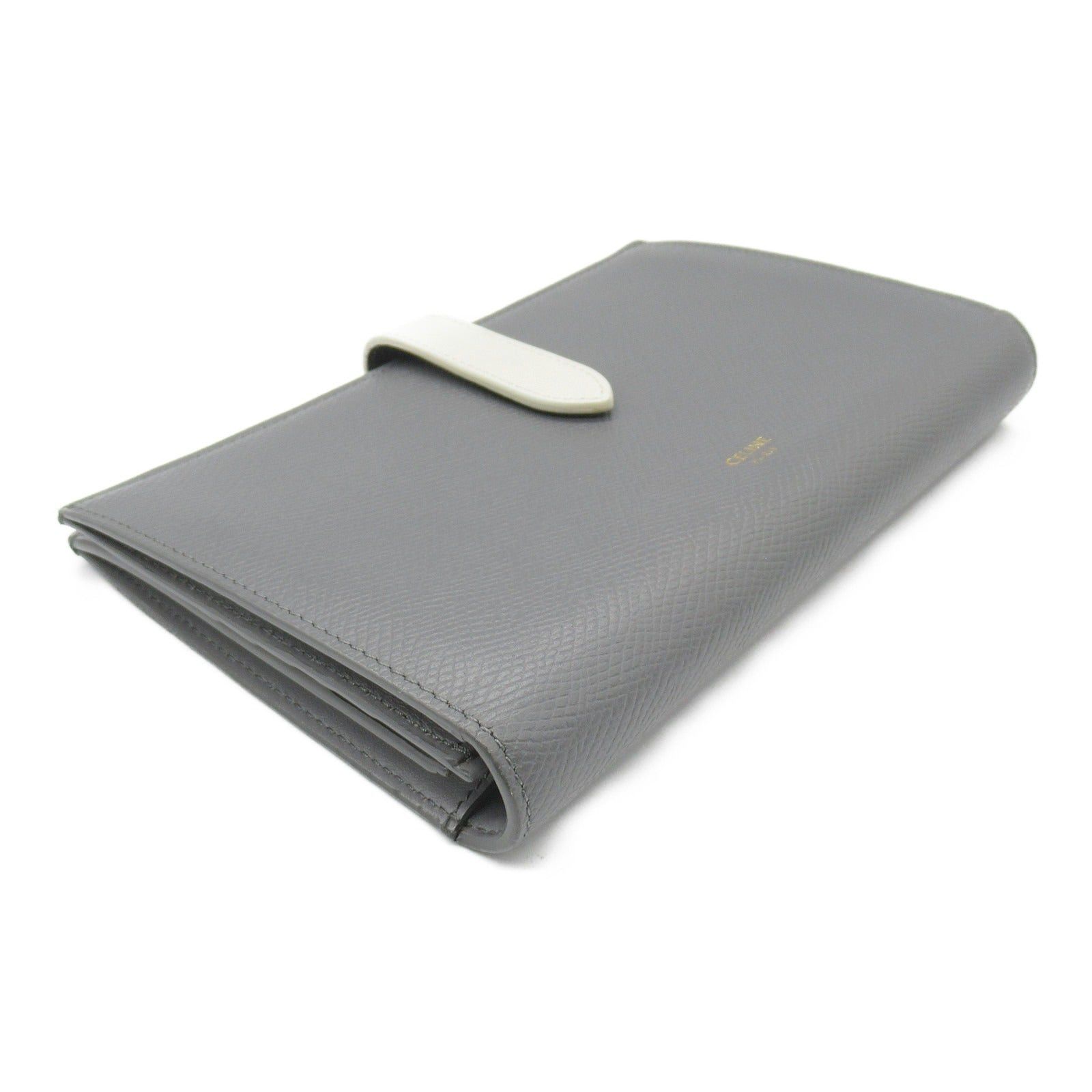 Celine Celine Large Strap Wallet Bi-Fold Long Calfskin (Cowhide) Gray Size ONE SIZE - 3 Thumbnail