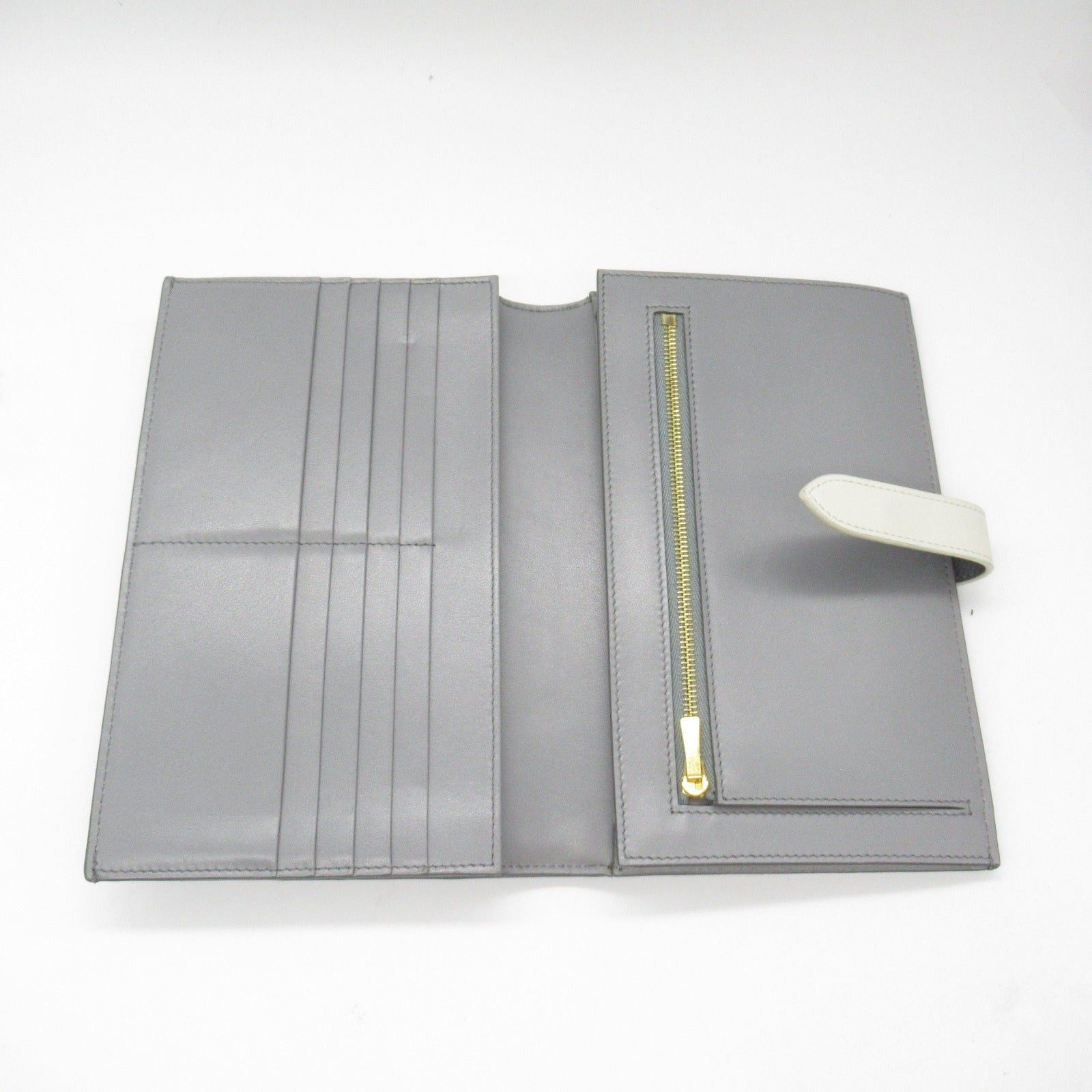 Celine Celine Large Strap Wallet Bi-Fold Long Calfskin (Cowhide) Gray Size ONE SIZE - 5 Thumbnail