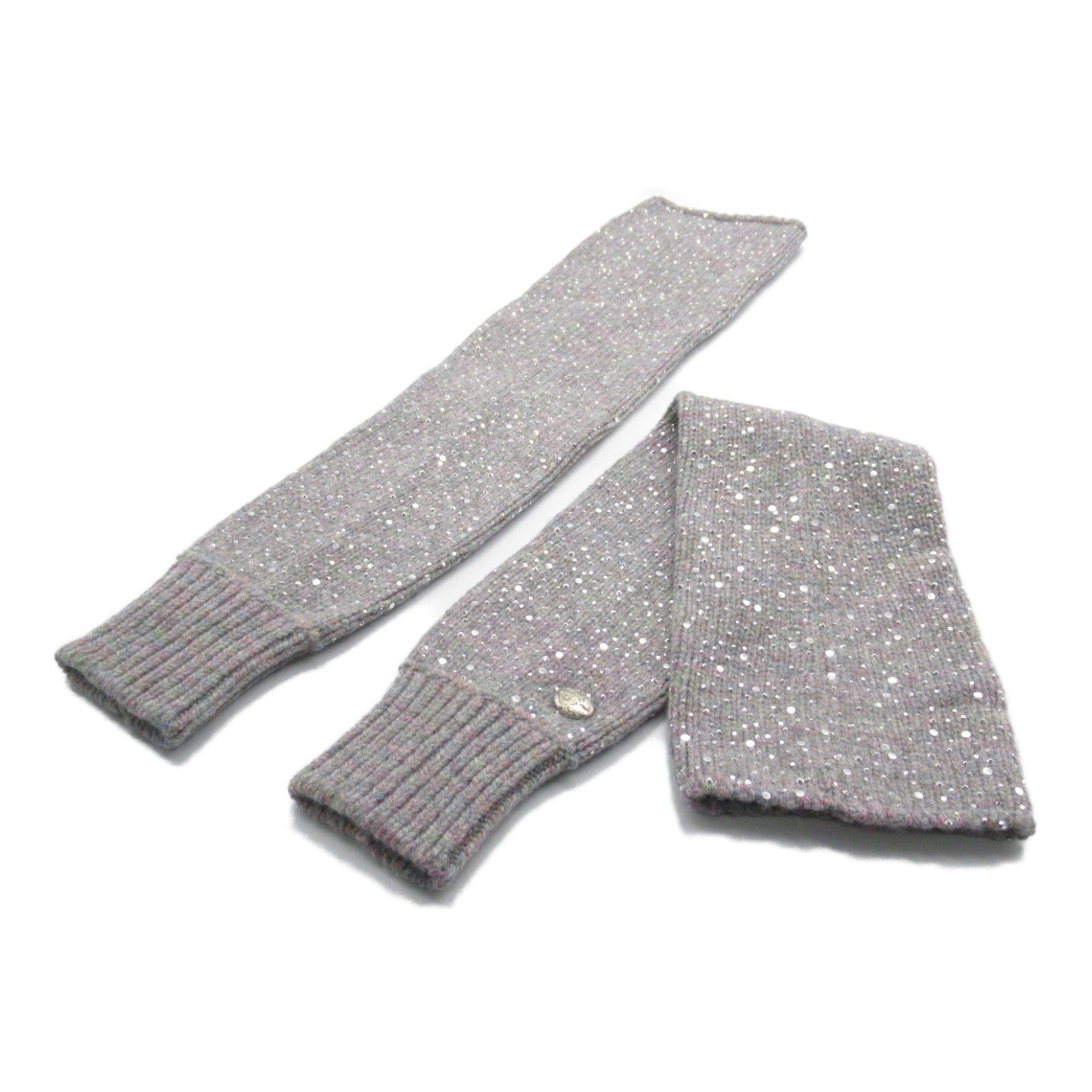 Chanel Chanel Arm Warmers Accessory Wool Cotton Gray Multicolor Size ONE SIZE - 4 Thumbnail