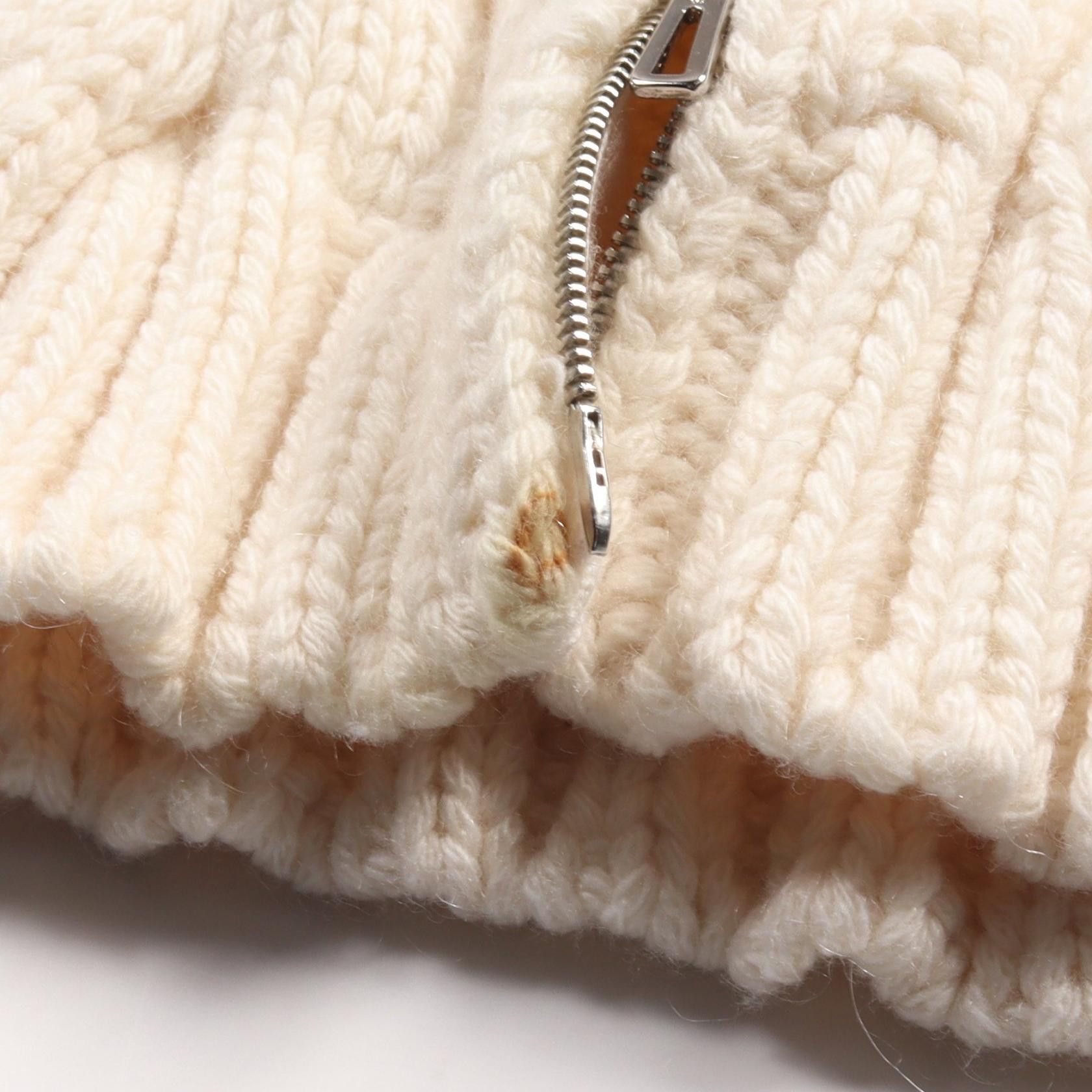 Hermes Hermes Cable Knit Zip Up Cardigan Wool Cashmere Mohair Ivory Size ONE SIZE - 5 Thumbnail
