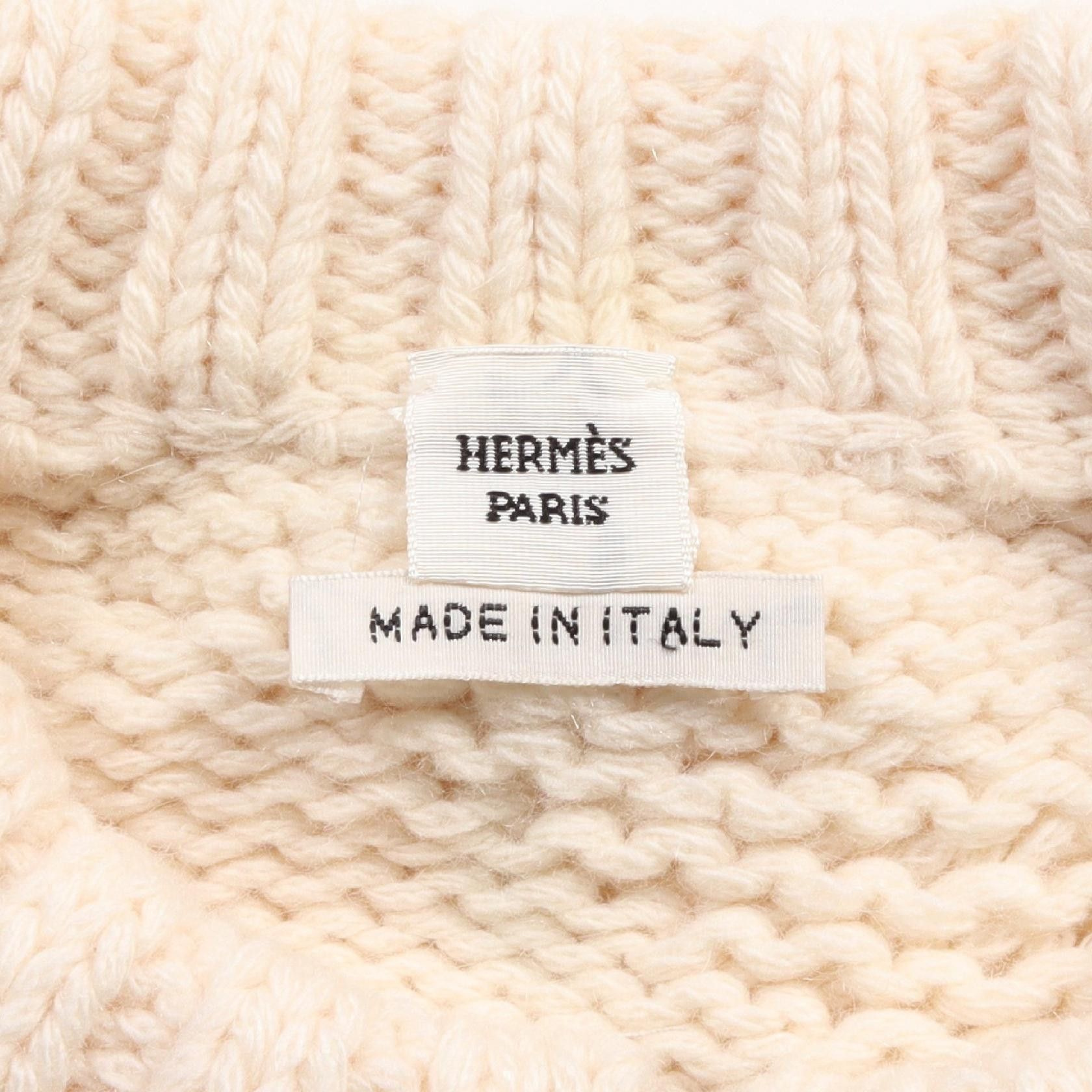 Hermes Hermes Cable Knit Zip Up Cardigan Wool Cashmere Mohair Ivory Size ONE SIZE - 3 Thumbnail