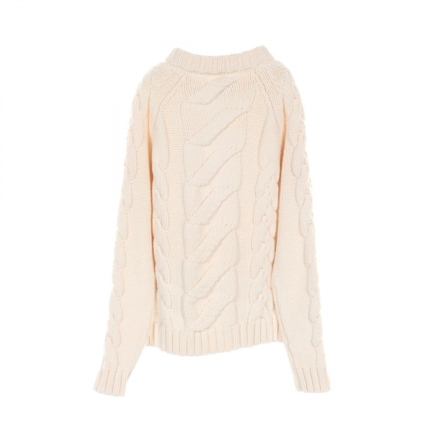 Hermes Hermes Cable Knit Zip Up Cardigan Wool Cashmere Mohair Ivory Size ONE SIZE - 2 Thumbnail
