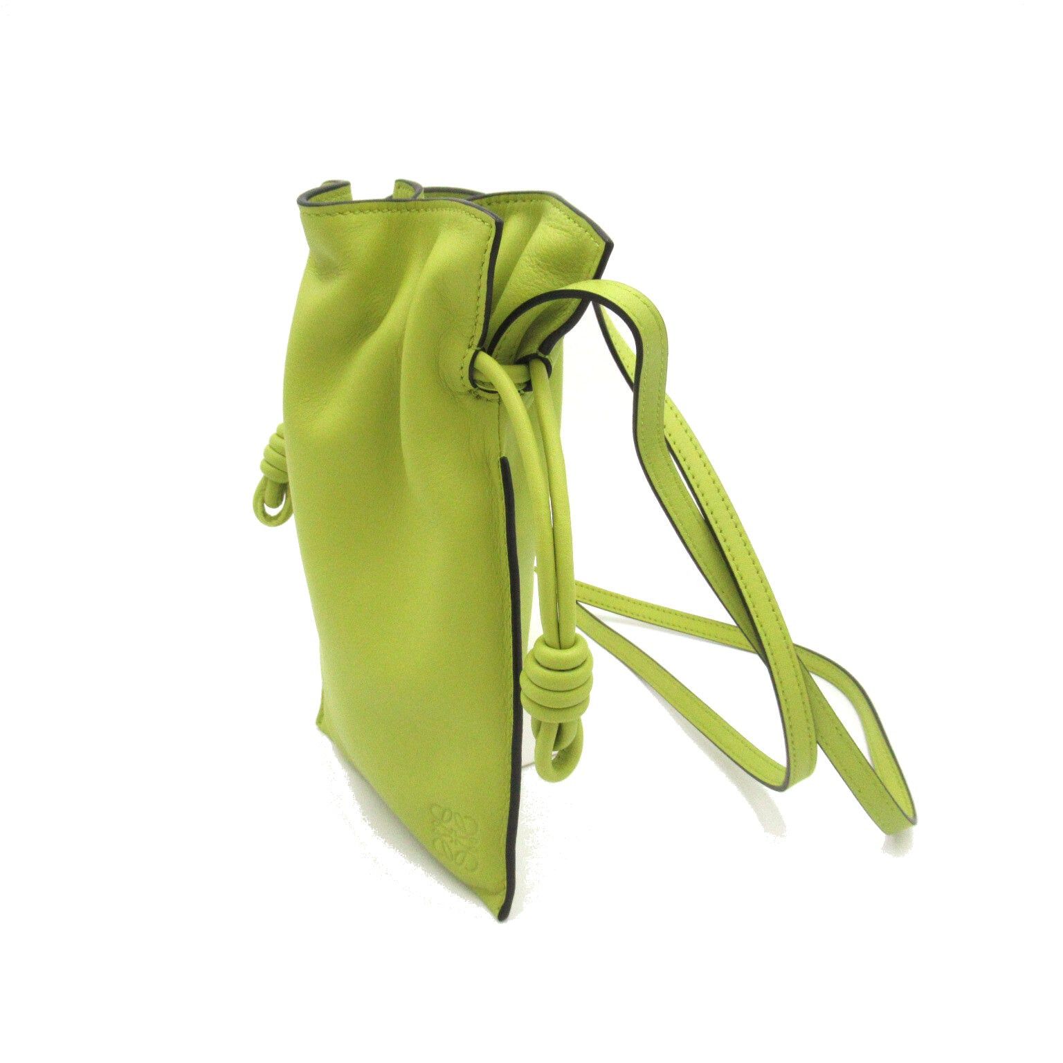 Loewe Loewe Flamenco Pocket Shoulder Bag Leather Green Lime Yellow Size ONE SIZE - 3 Thumbnail