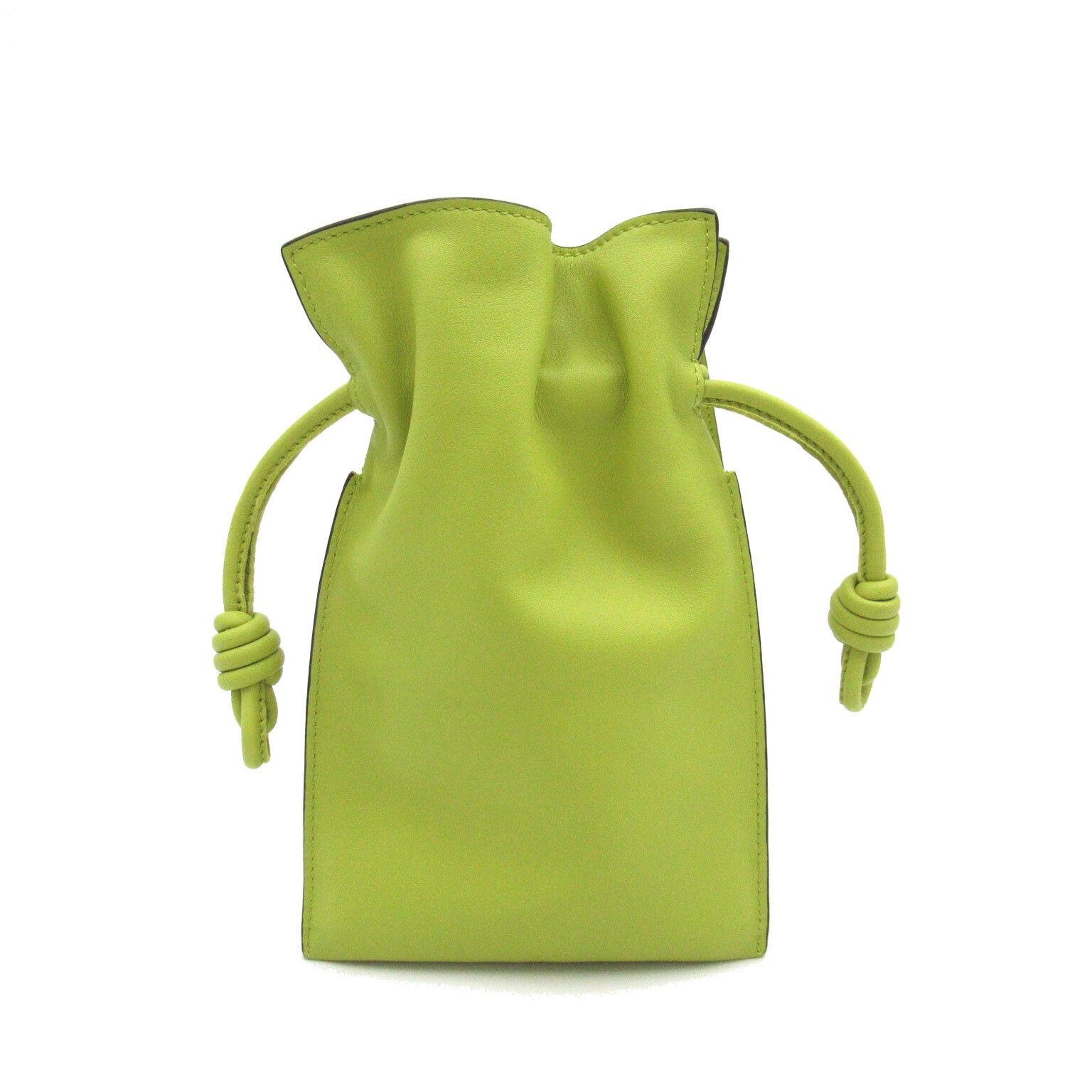 Loewe Loewe Flamenco Pocket Shoulder Bag Leather Green Lime Yellow Size ONE SIZE - 2 Thumbnail