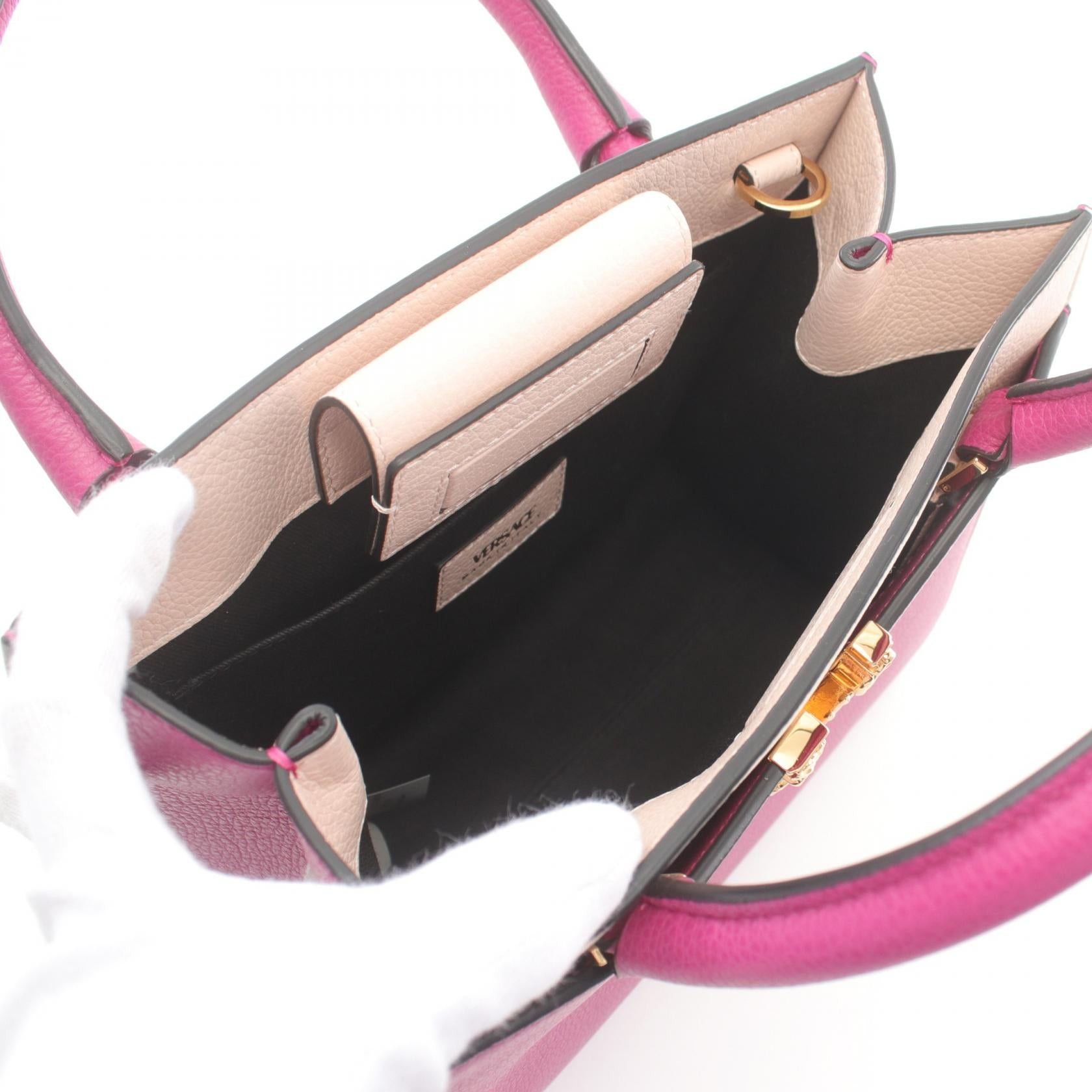Versace Versace Virtus Handbag Leather Pink Purple Light Beige Size ONE SIZE - 3 Thumbnail