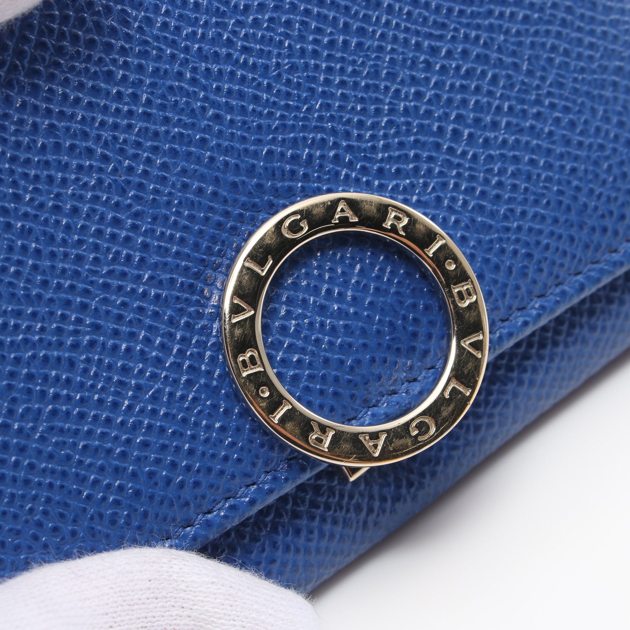 Bvlgari Bvlgari Logo Clip Card Case Name Holder Leather Blue Size ONE SIZE - 5 Thumbnail