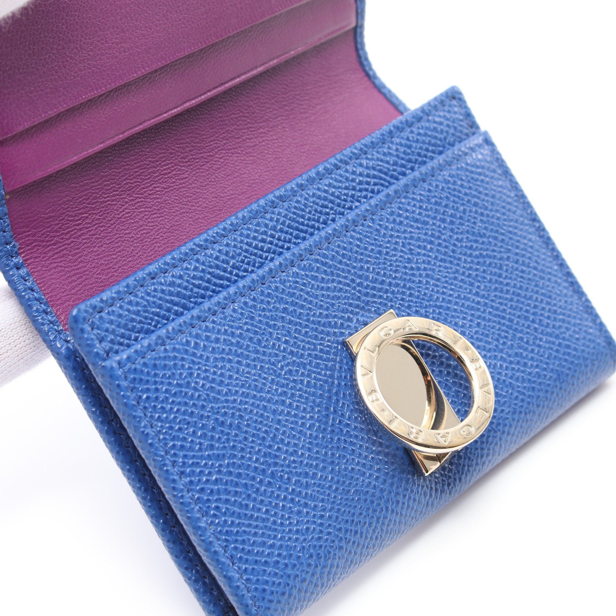 Bvlgari Bvlgari Logo Clip Card Case Name Holder Leather Blue Size ONE SIZE - 6 Thumbnail