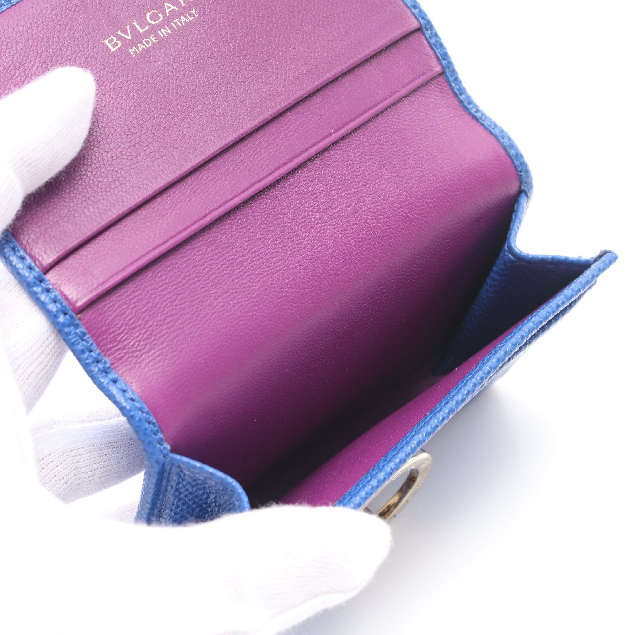 Bvlgari Bvlgari Logo Clip Card Case Name Holder Leather Blue Size ONE SIZE - 3 Thumbnail