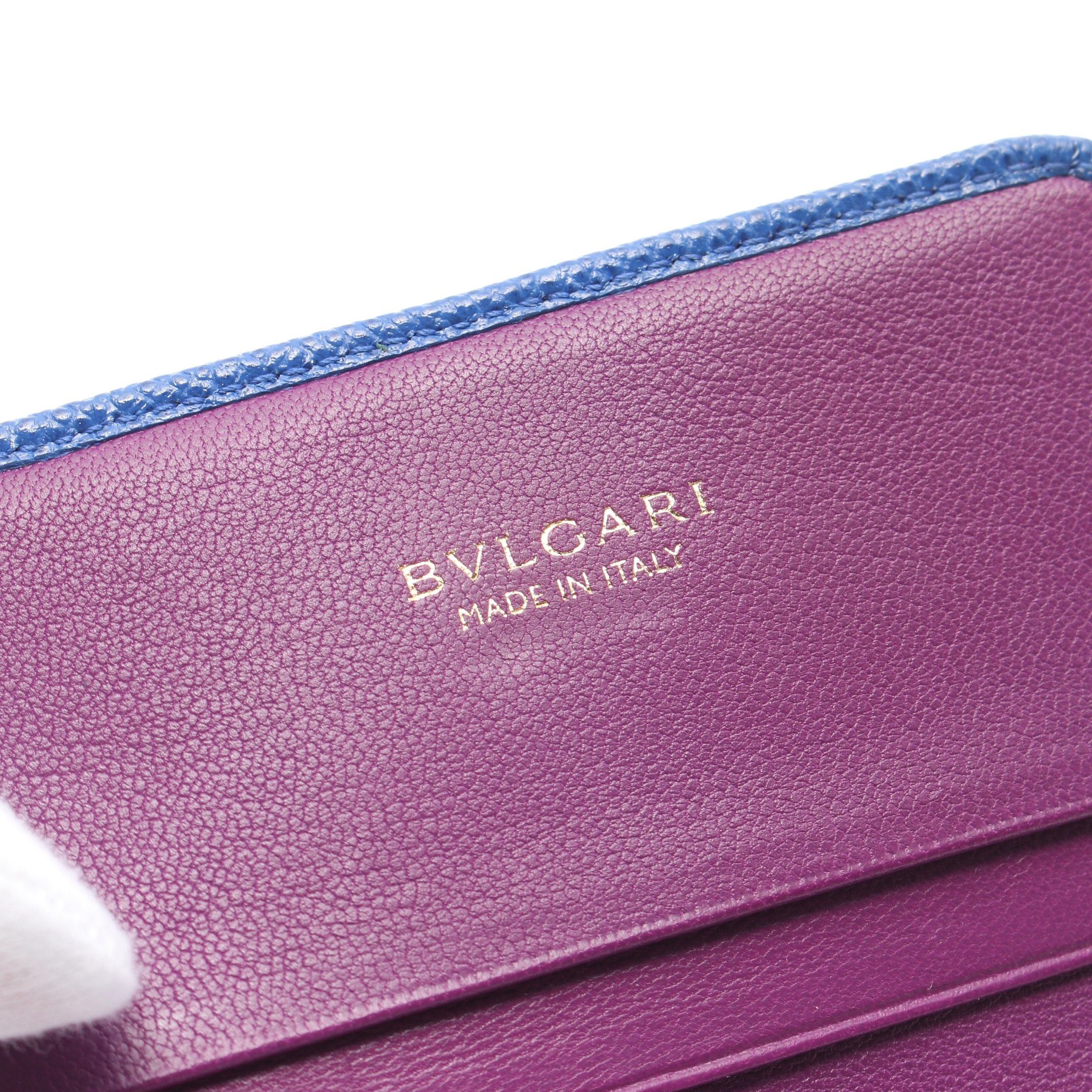 Bvlgari Bvlgari Logo Clip Card Case Name Holder Leather Blue Size ONE SIZE - 4 Thumbnail
