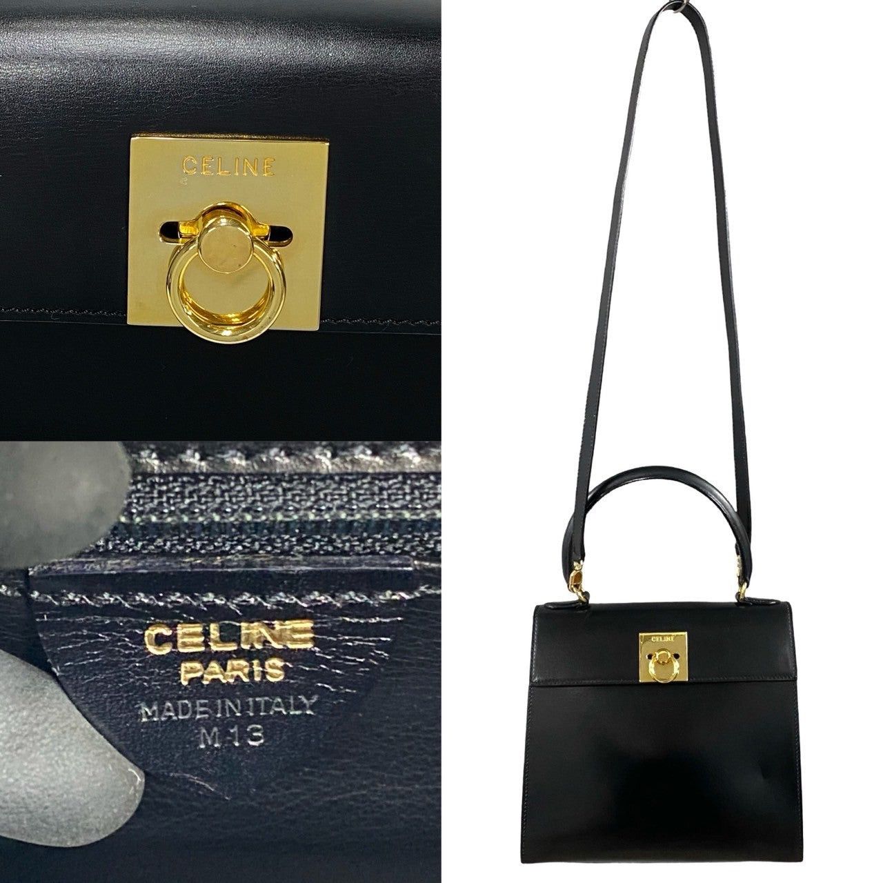 Celine Celine Shoulder Bag Black Leather Size ONE SIZE - 3 Thumbnail