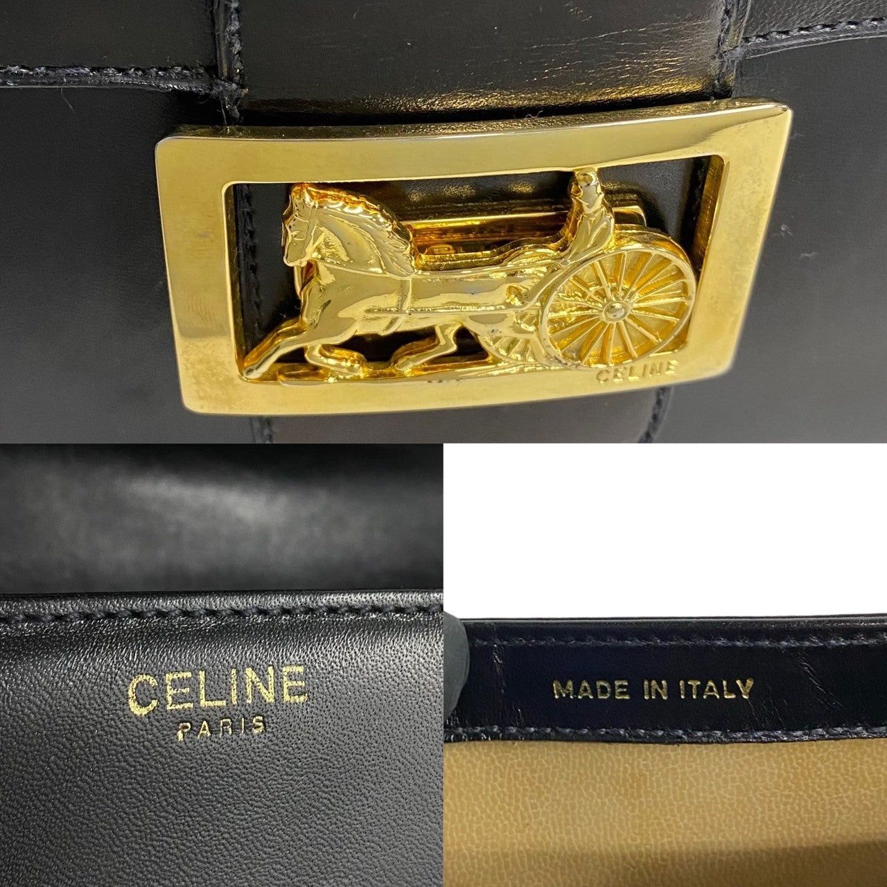 Celine Celine Shoulder Bag Black Leather Size ONE SIZE - 3 Thumbnail