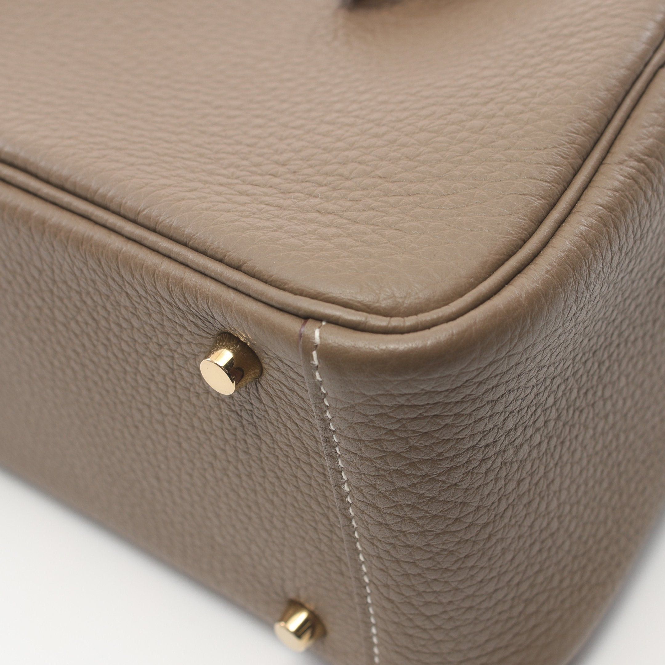 Hermes Hermes Lindy Mini Shoulder Bag Clemence Leather Gray Brown Gold Hardware Double Engraved Size ONE SIZE - 6 Thumbnail