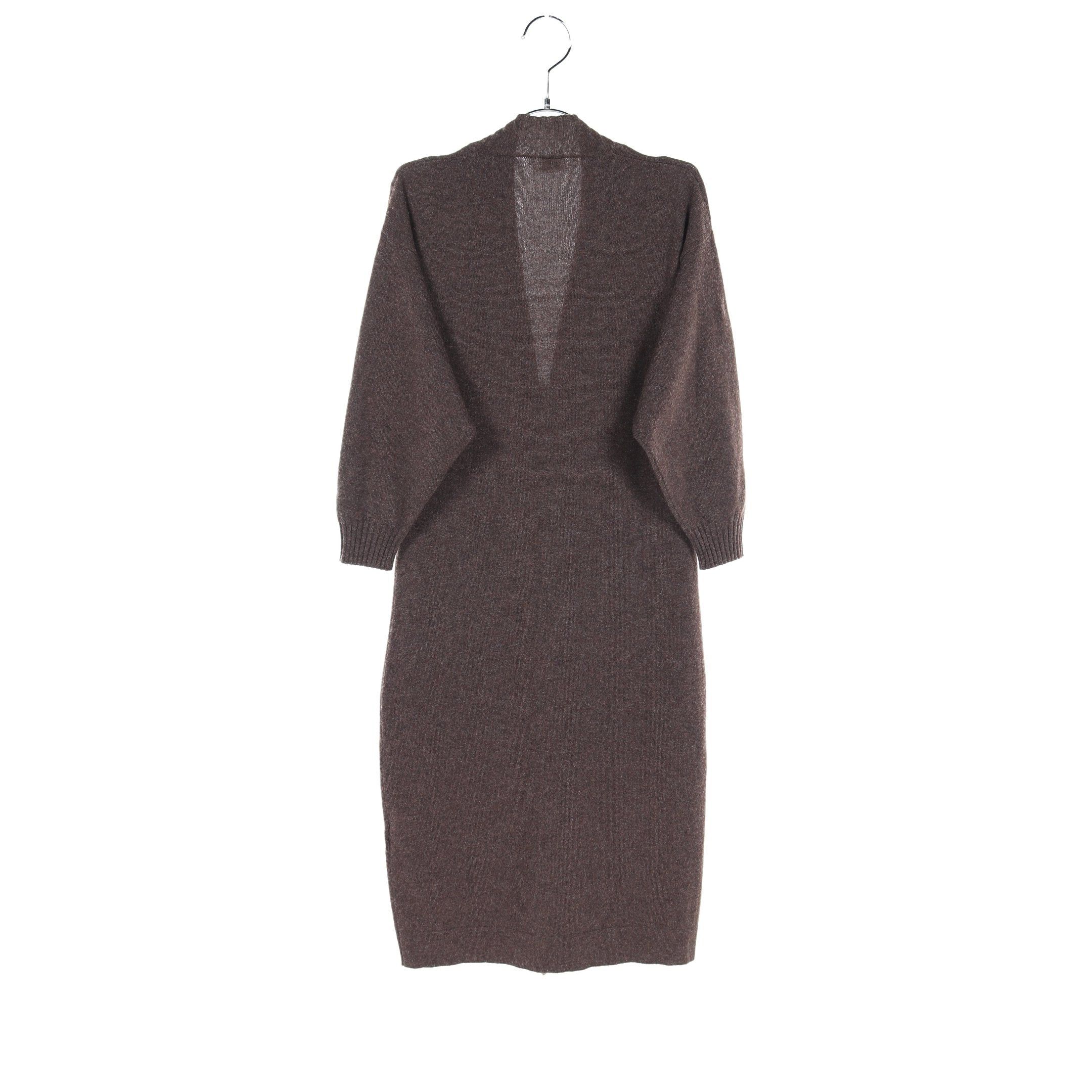 Hermes Hermes Knit Dress Cashmere Brown Front Zip Size ONE SIZE - 2 Thumbnail