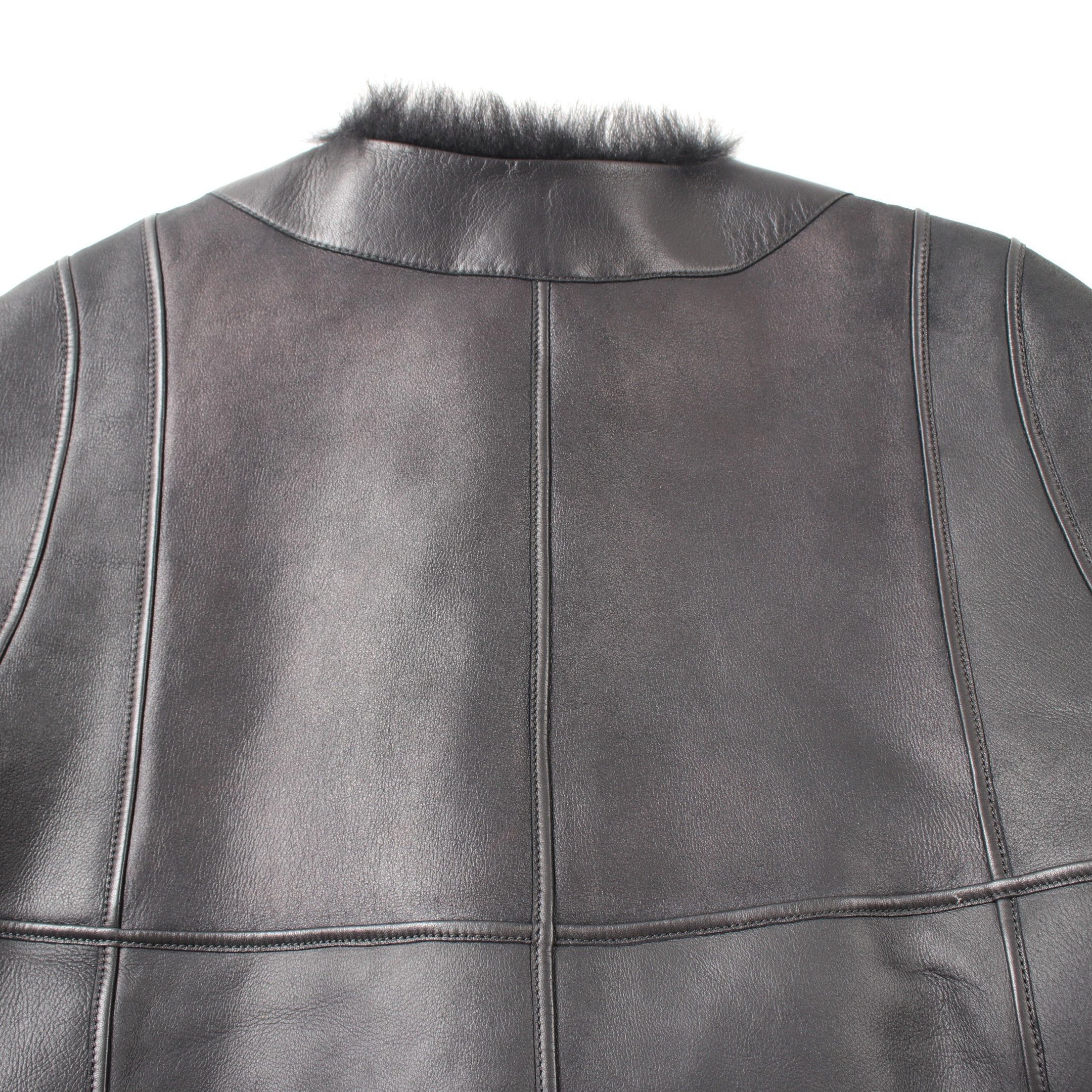 Hermes Hermes Leather Jacket Lamb Black With Fur Size ONE SIZE - 7 Thumbnail