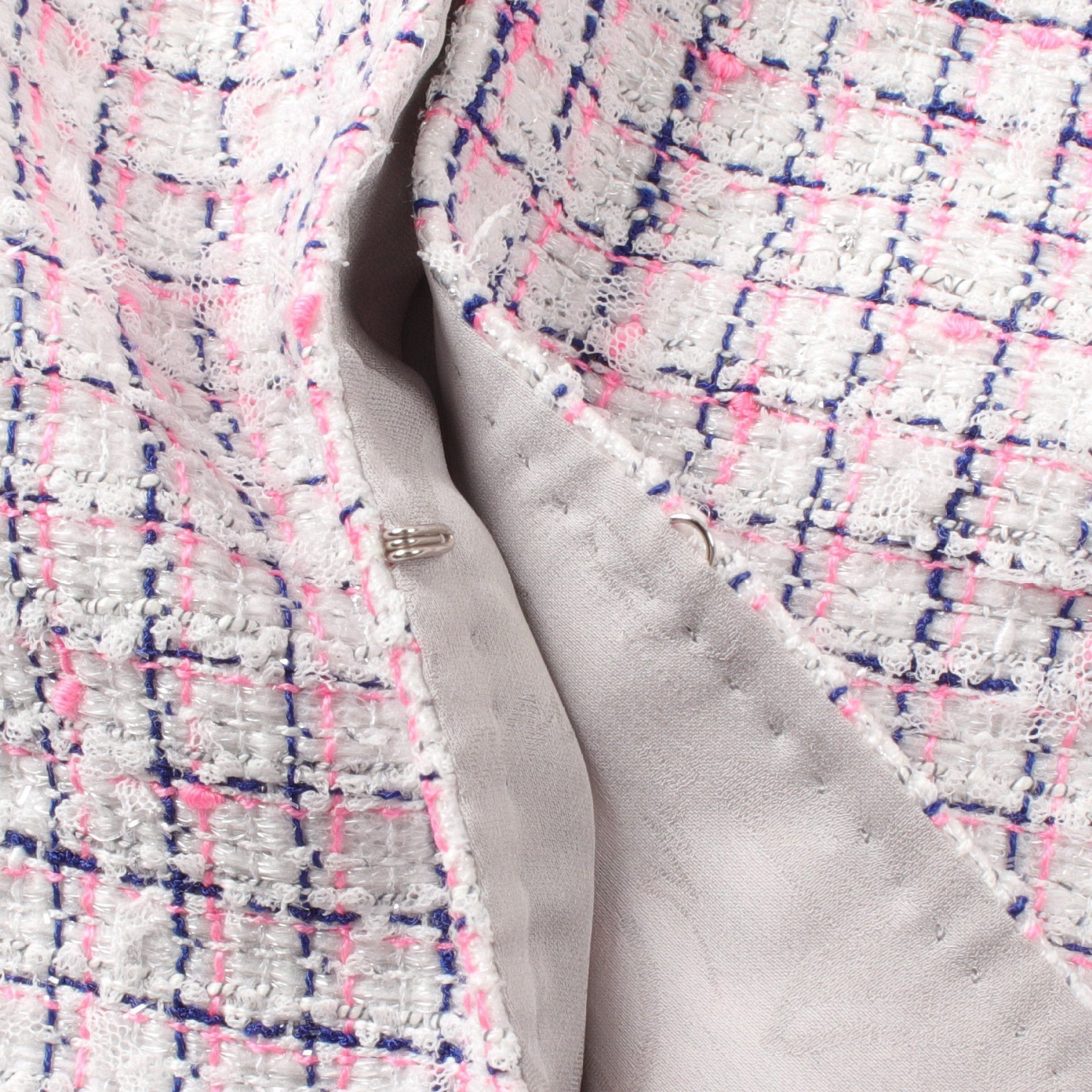 Chanel Chanel Tweed No-Collar Jacket Nylon White Pink Navy 14S Size ONE SIZE - 8 Thumbnail