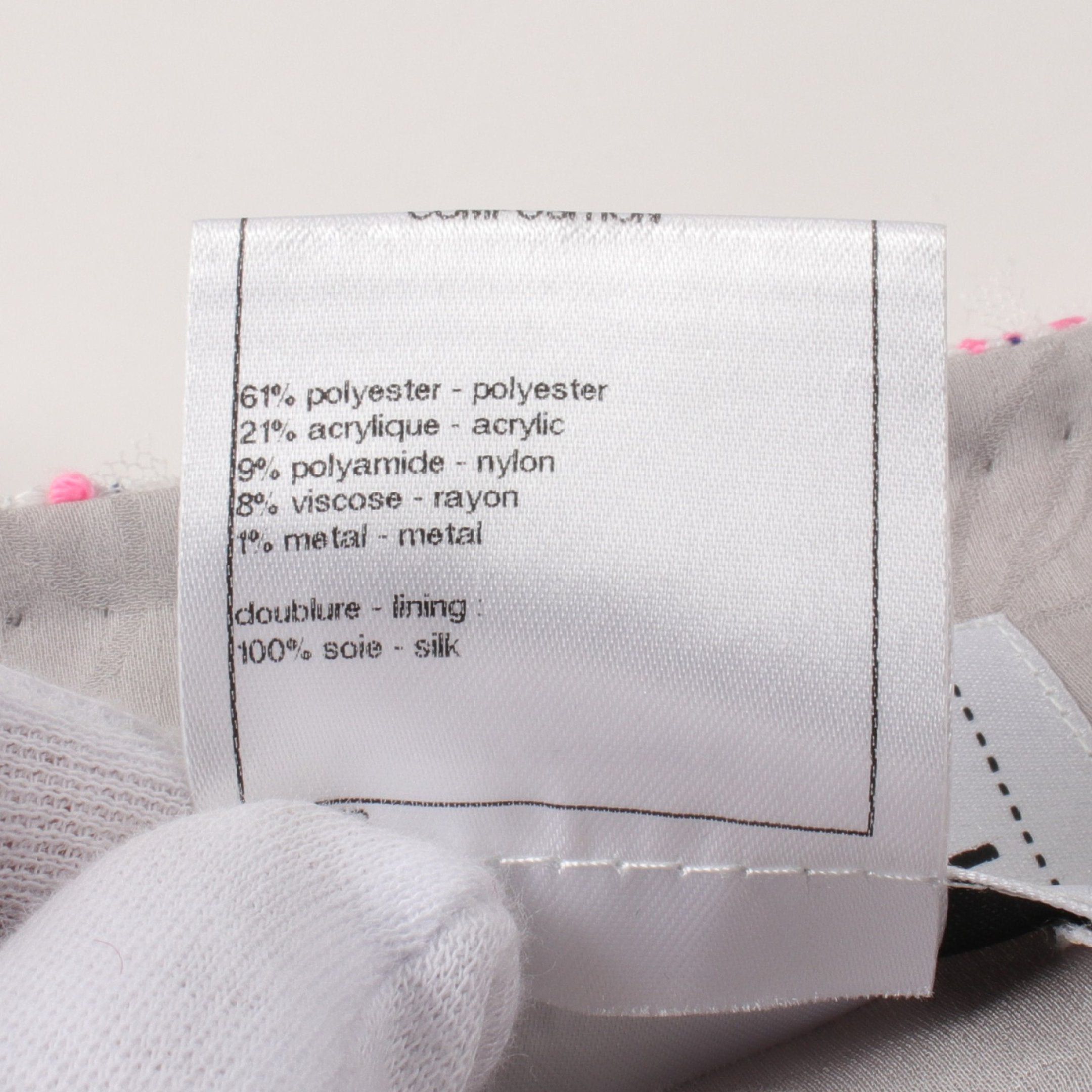 Chanel Chanel Tweed No-Collar Jacket Nylon White Pink Navy 14S Size ONE SIZE - 4 Thumbnail