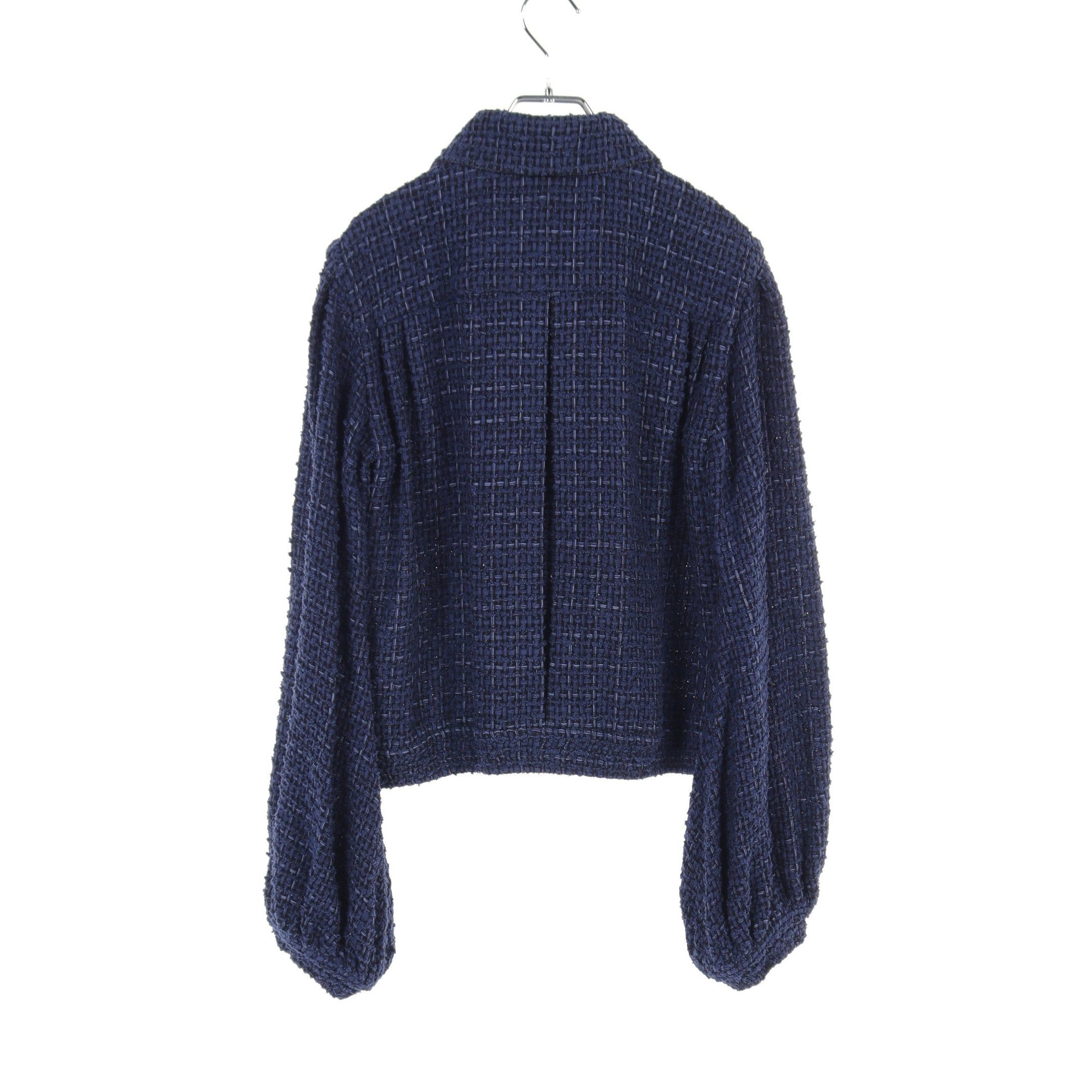 Chanel Chanel Tweed Jacket Cotton Nylon Navy Size ONE SIZE - 2 Thumbnail