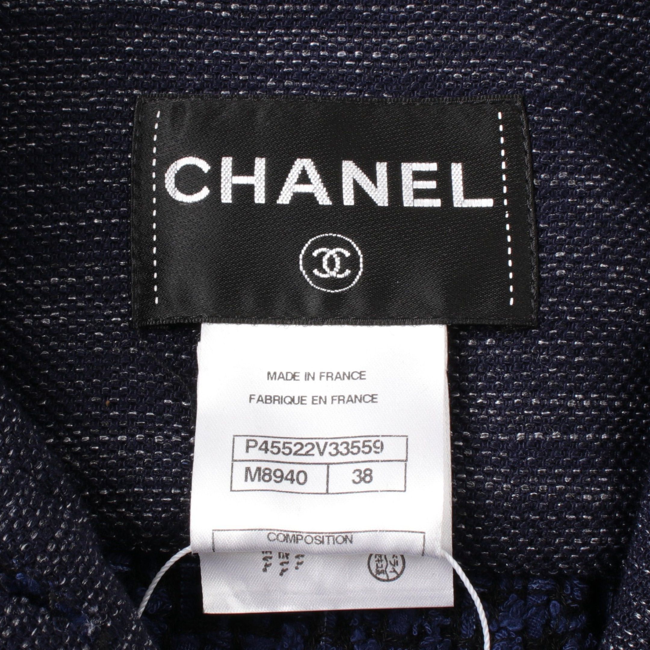 Chanel Chanel Tweed Jacket Cotton Nylon Navy Size ONE SIZE - 3 Thumbnail