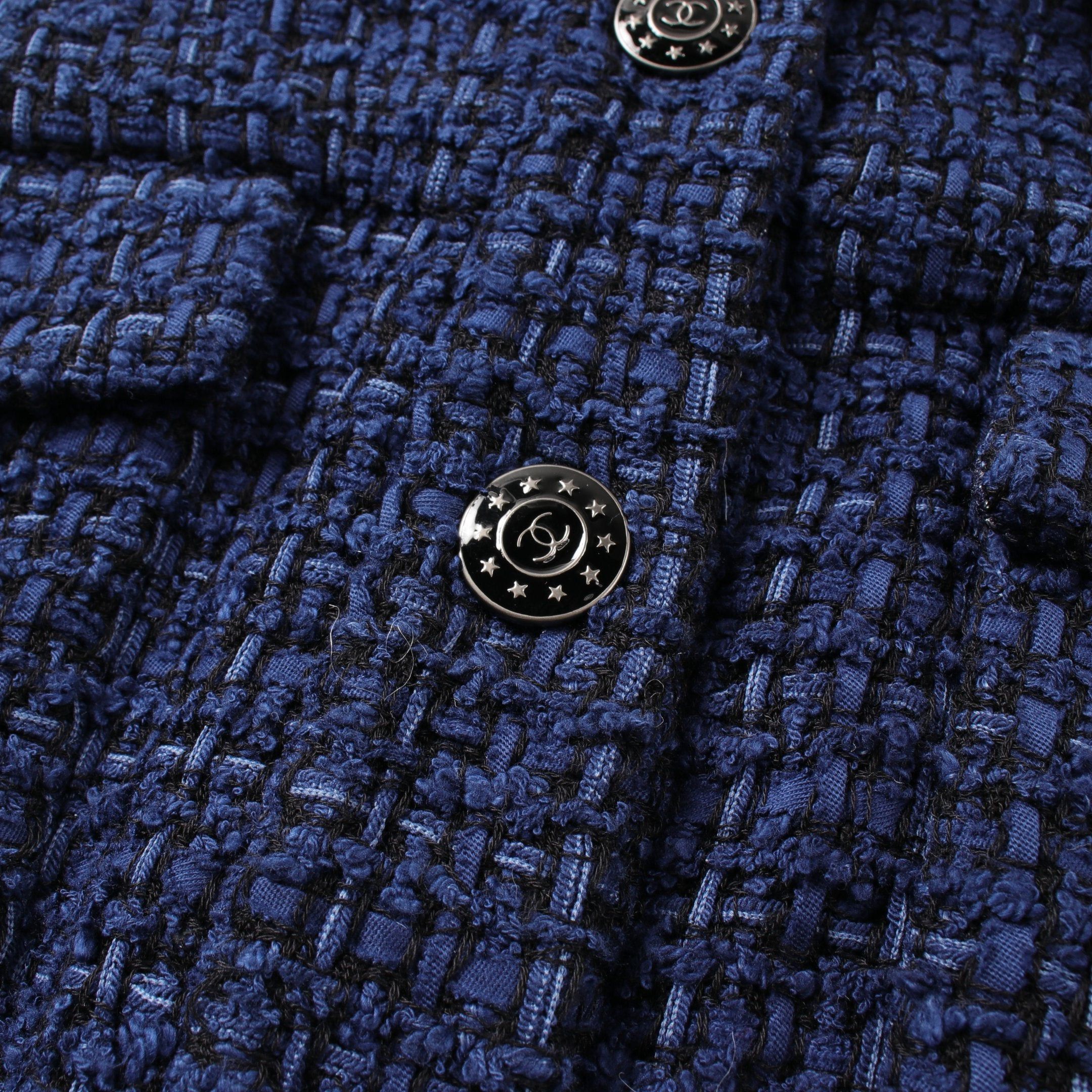 Chanel Chanel Tweed Jacket Cotton Nylon Navy Size ONE SIZE - 7 Thumbnail