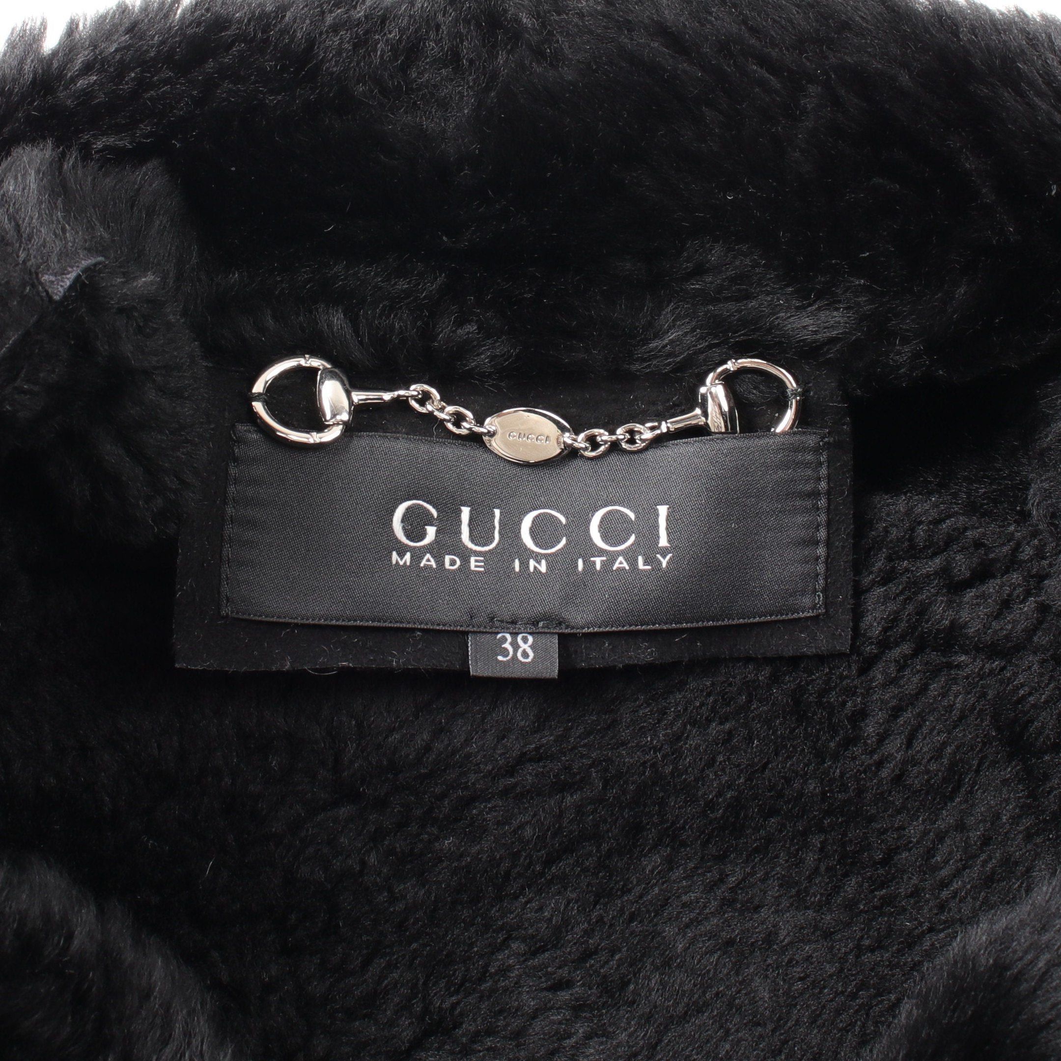 Gucci Gucci Mouton Coat Stand Collar Shearling Black Double Breasted Size ONE SIZE - 3 Thumbnail