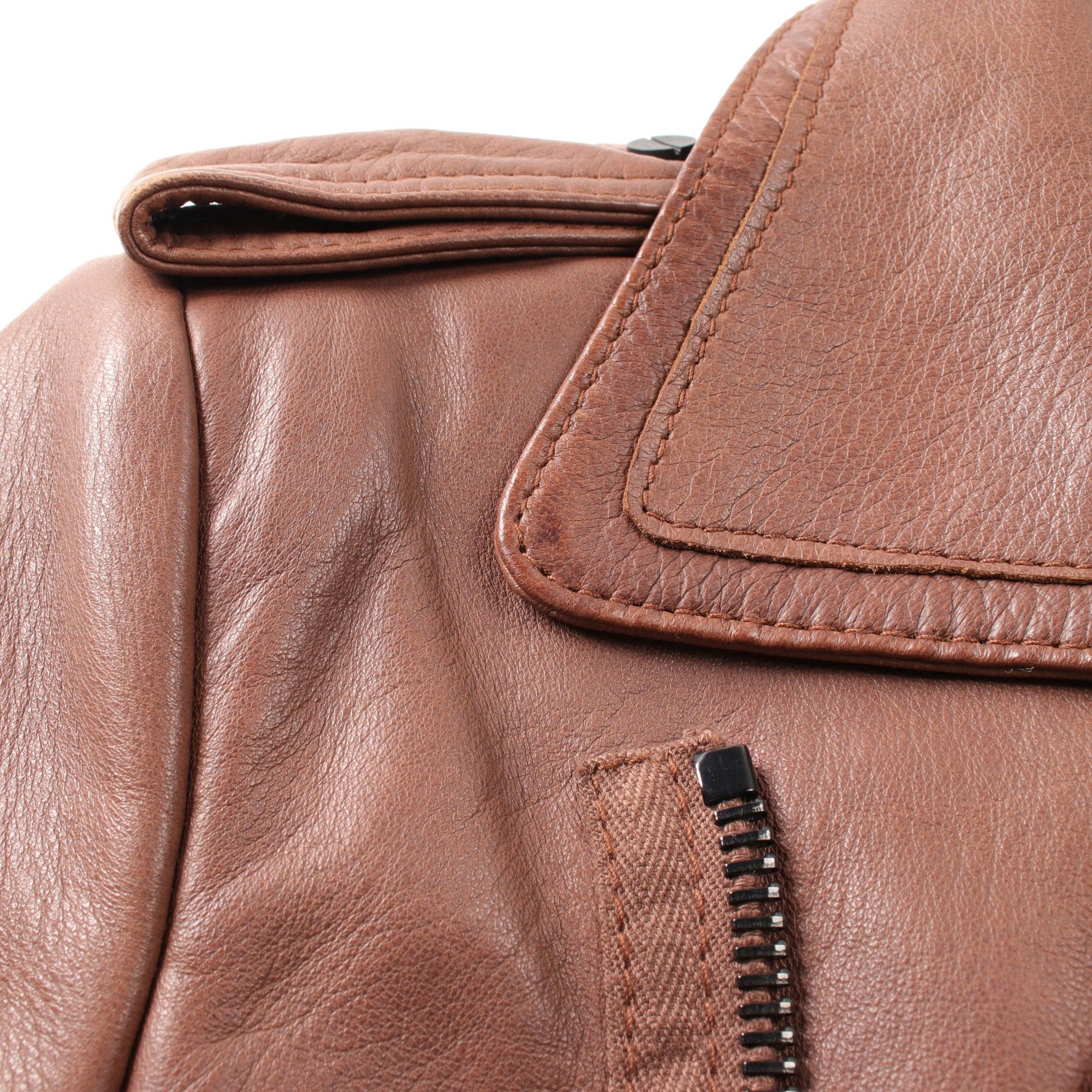 Balenciaga Balenciaga Double Riders Jacket Lamb Leather Brown Size ONE SIZE - 9 Thumbnail