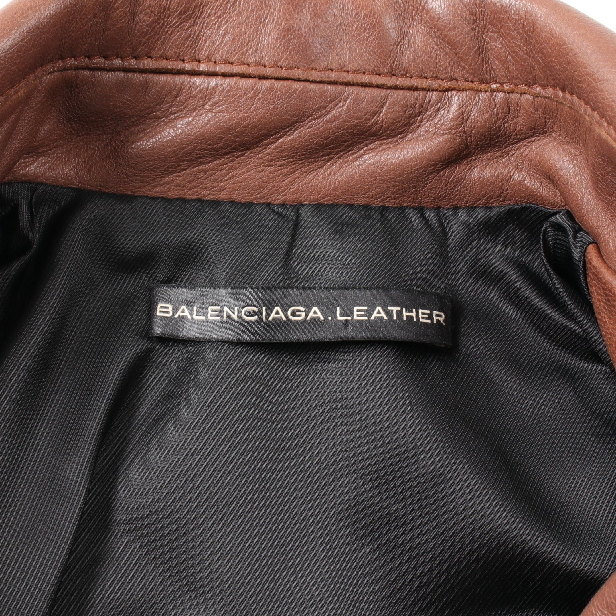 Balenciaga Balenciaga Double Riders Jacket Lamb Leather Brown Size ONE SIZE - 3 Thumbnail