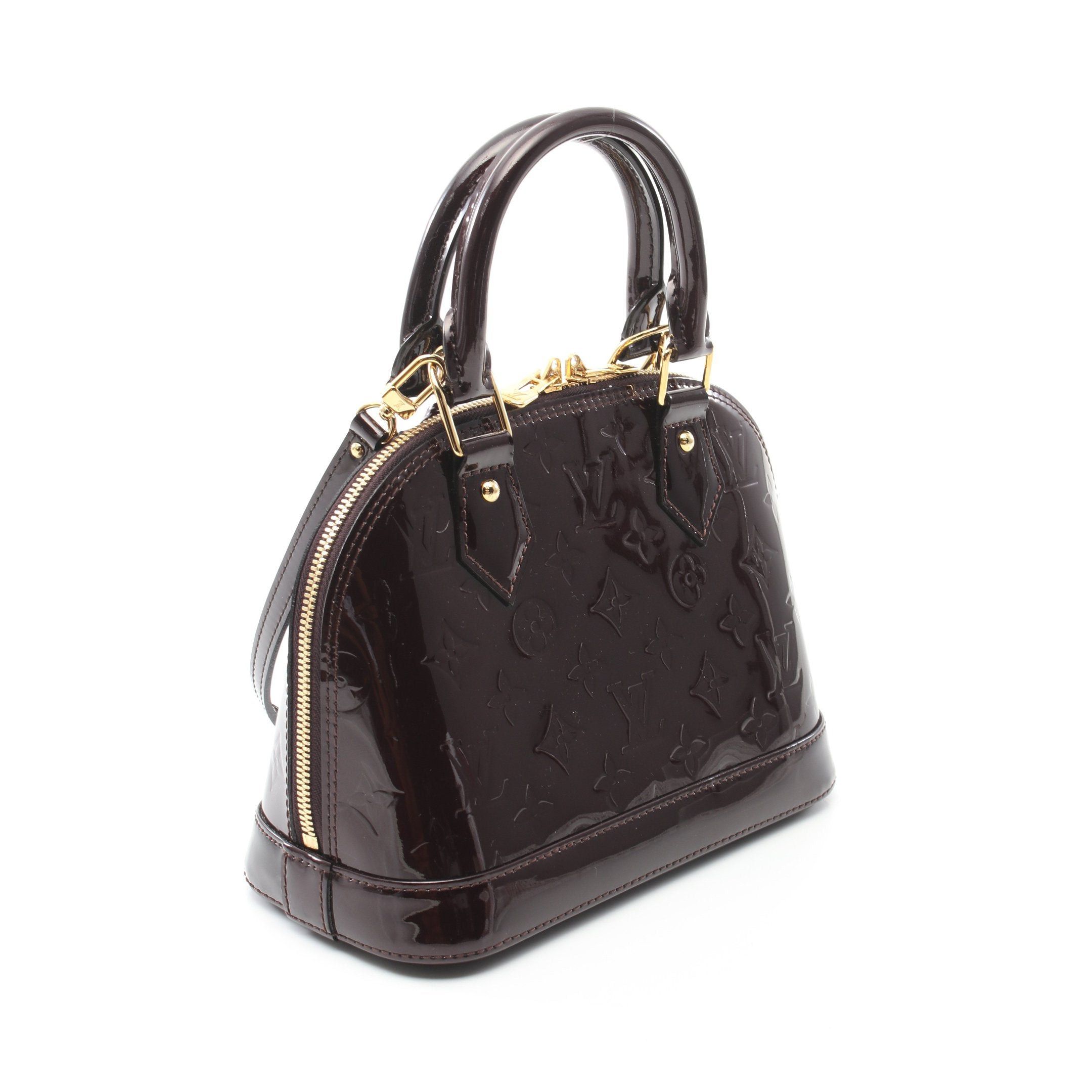 Louis Vuitton Louis Vuitton Alma Bb Monogram Vernis Amarante Handbag Leather Dark Purple Size ONE SIZE - 2 Thumbnail