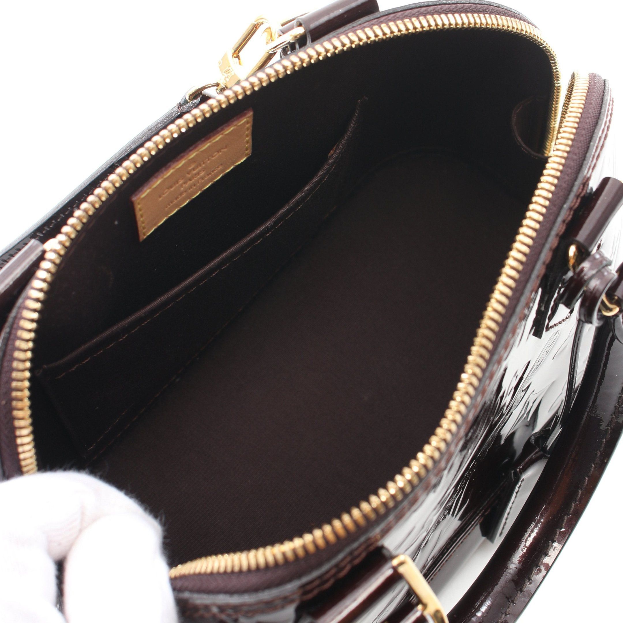 Louis Vuitton Louis Vuitton Alma Bb Monogram Vernis Amarante Handbag Leather Dark Purple Size ONE SIZE - 3 Thumbnail