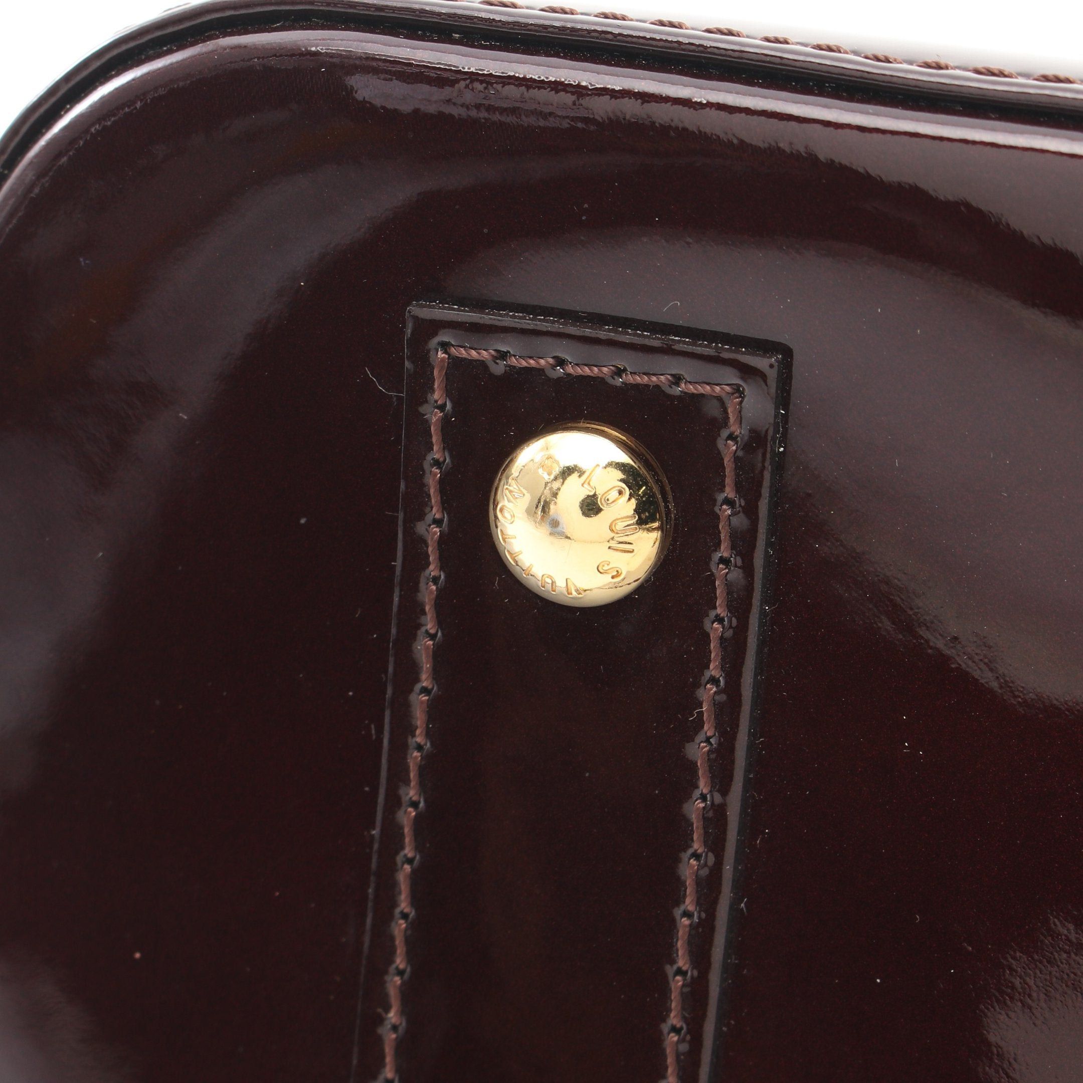 Louis Vuitton Louis Vuitton Alma Bb Monogram Vernis Amarante Handbag Leather Dark Purple Size ONE SIZE - 7 Thumbnail