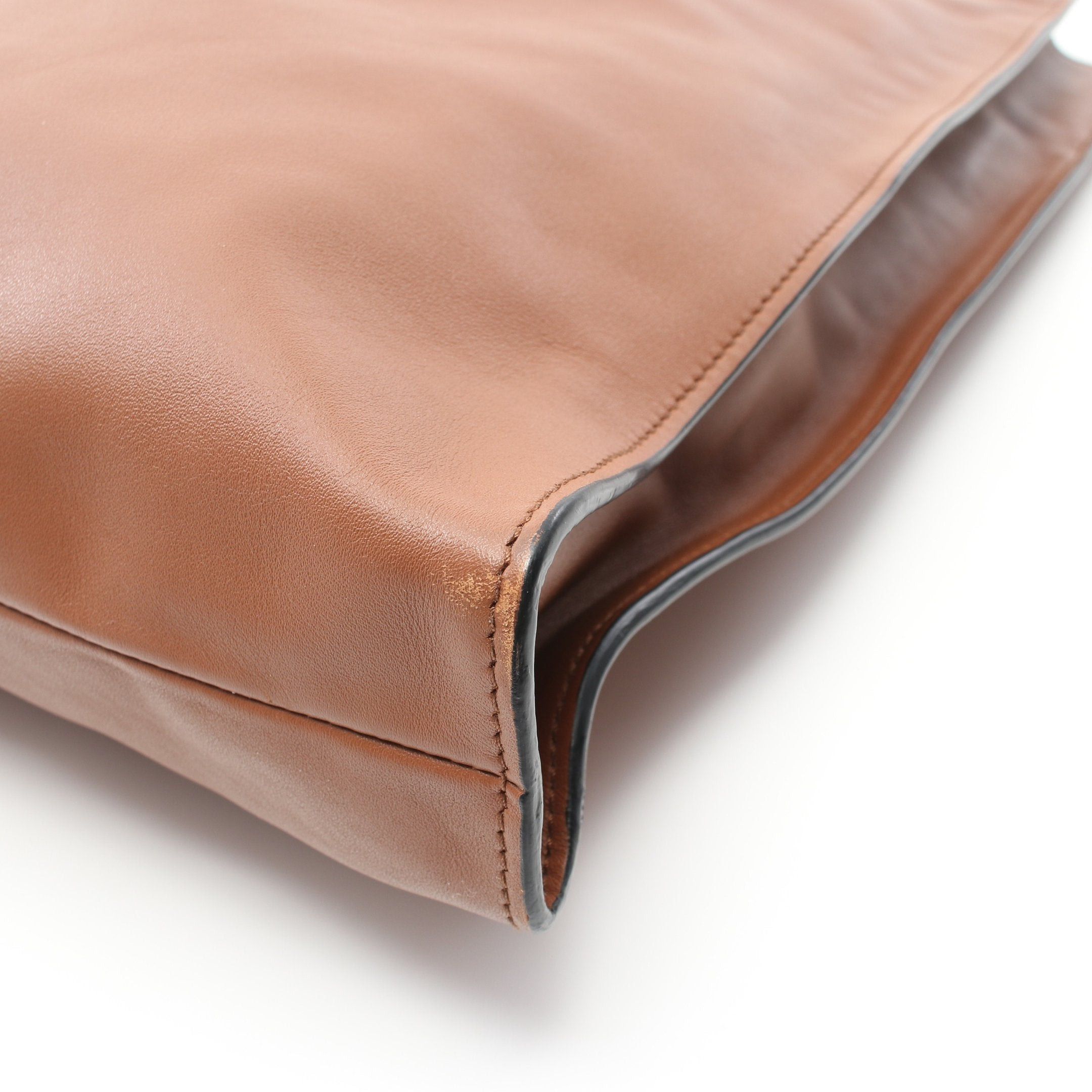 Prada Prada Triangle Logo Shoulder Bag Tote Leather Light Brown Size ONE SIZE - 7 Thumbnail