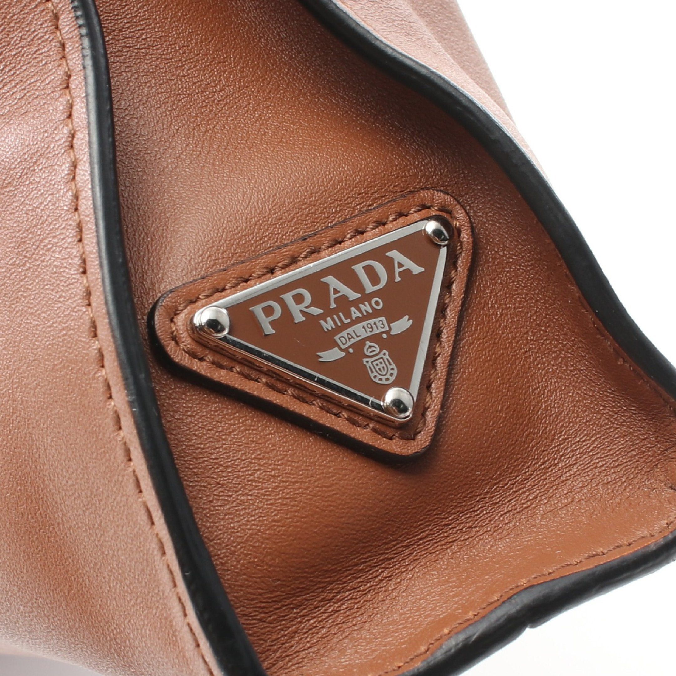 Prada Prada Triangle Logo Shoulder Bag Tote Leather Light Brown Size ONE SIZE - 9 Thumbnail