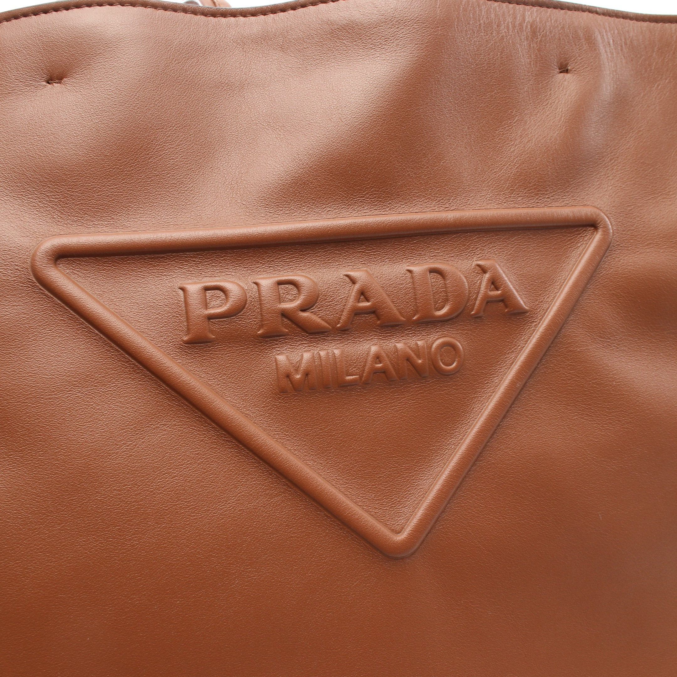 Prada Prada Triangle Logo Shoulder Bag Tote Leather Light Brown Size ONE SIZE - 10 Thumbnail