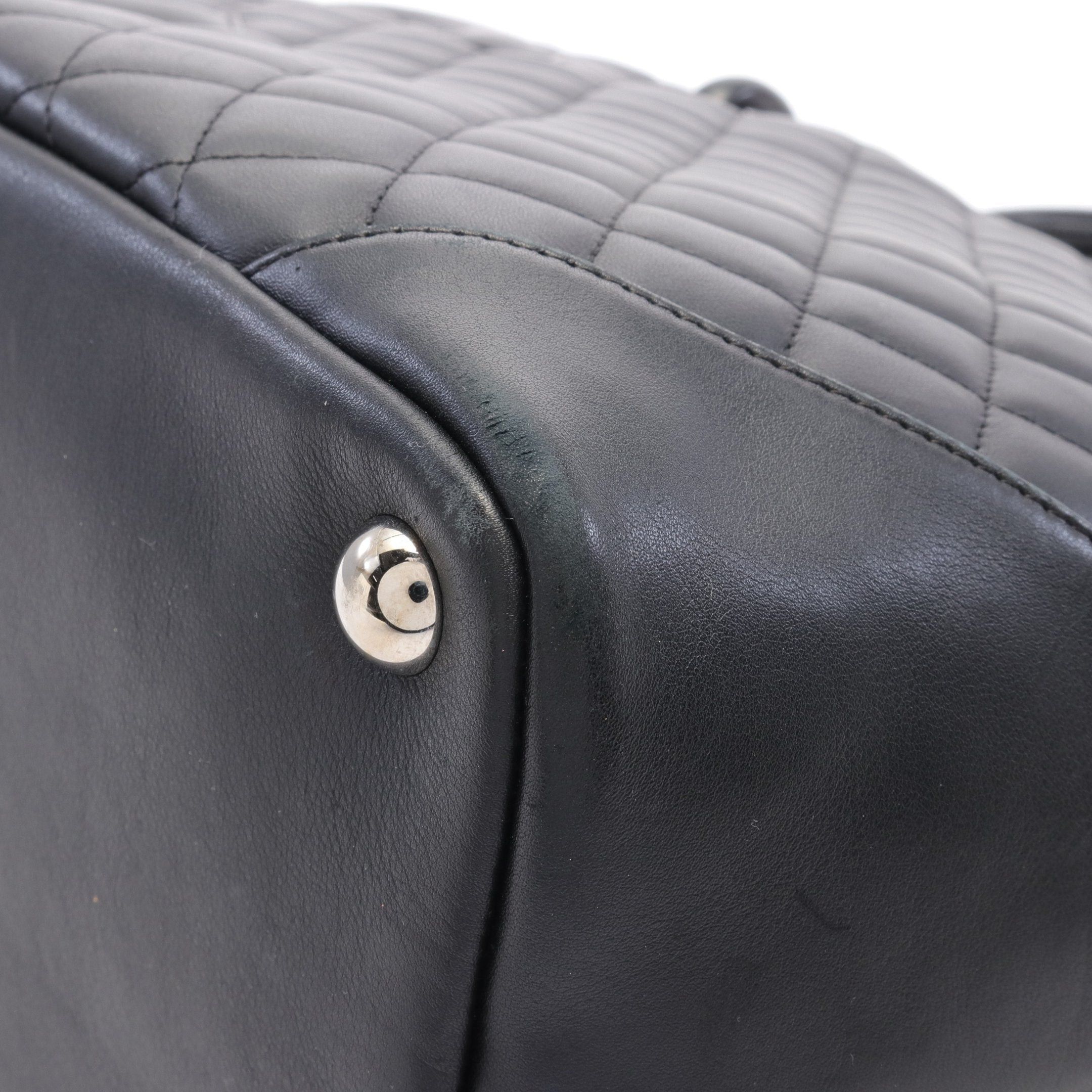 Chanel Chanel Cambon Line Large Shoulder Bag Tote Leather Black Silver Hardware Size ONE SIZE - 8 Thumbnail