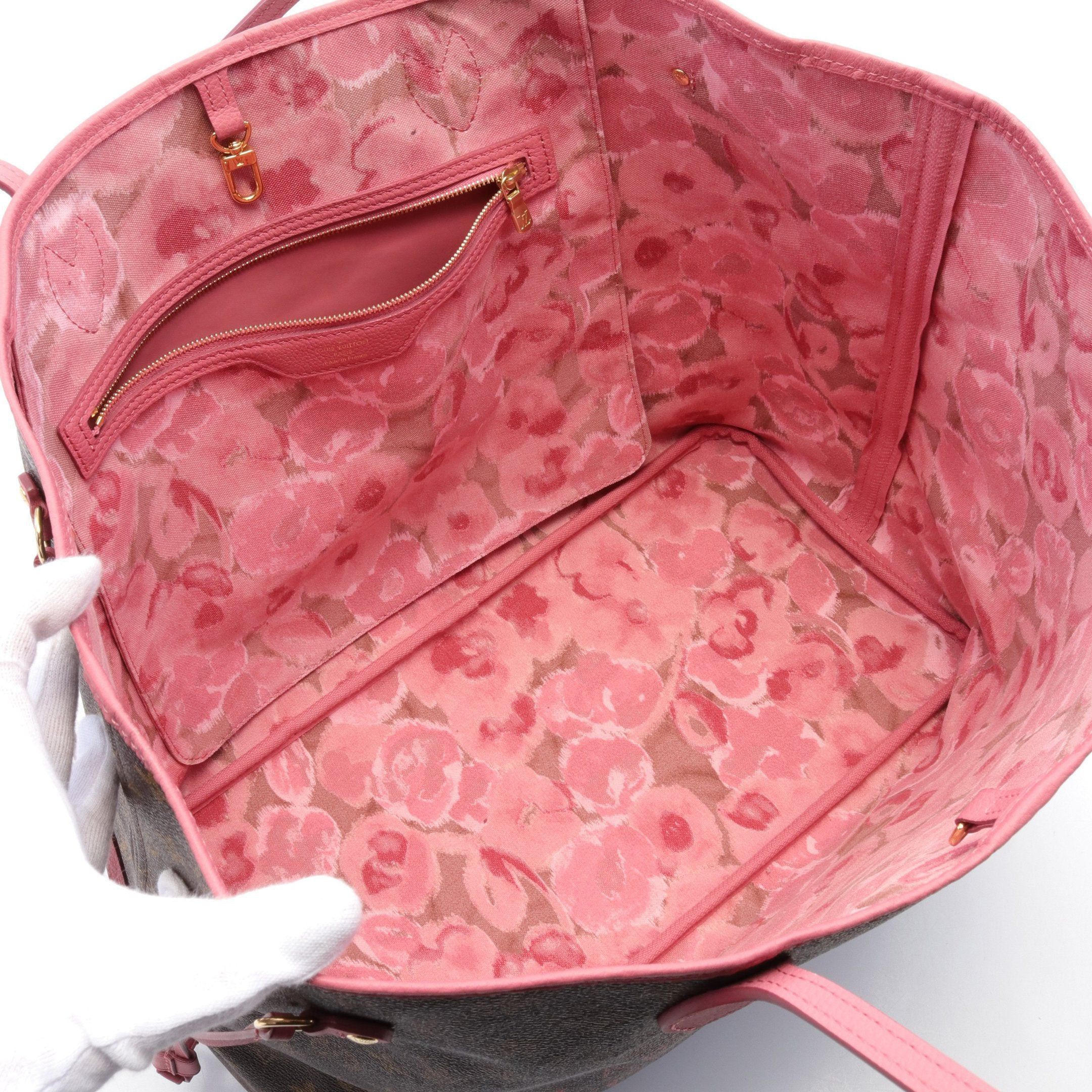 Louis Vuitton Louis Vuitton Neverfull Gm Monogram Ikat Flower Shoulder Bag Tote Leather Brown Pink Size ONE SIZE - 3 Thumbnail