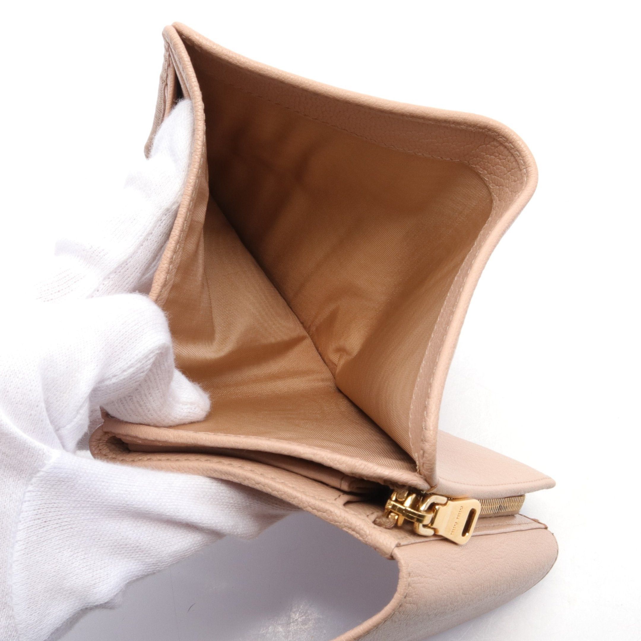 Miu Miu Miu Miu Trifold Wallet Leather Pink Beige Size ONE SIZE - 6 Thumbnail