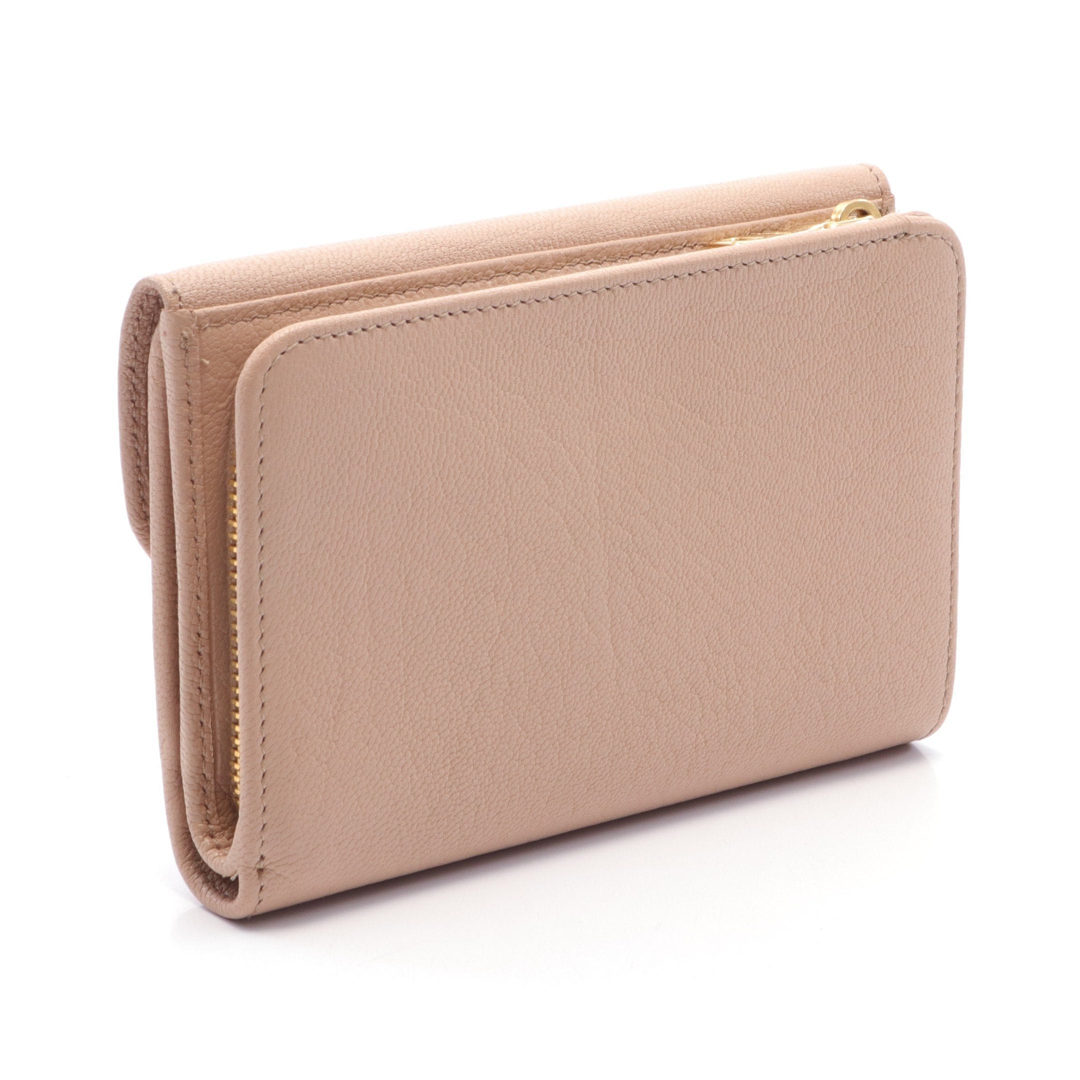 Miu Miu Miu Miu Trifold Wallet Leather Pink Beige Size ONE SIZE - 2 Thumbnail