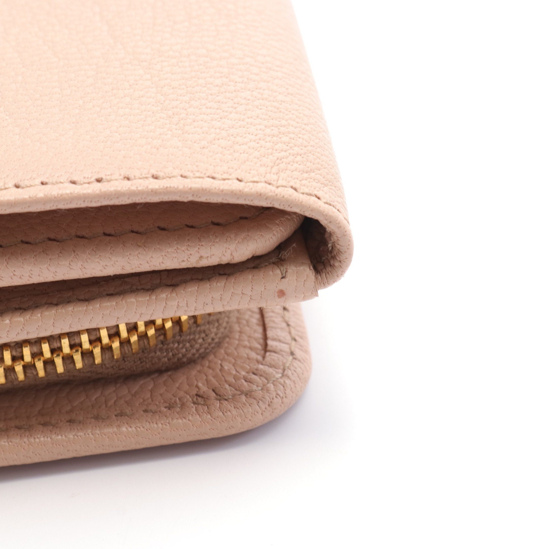 Miu Miu Miu Miu Trifold Wallet Leather Pink Beige Size ONE SIZE - 7 Thumbnail