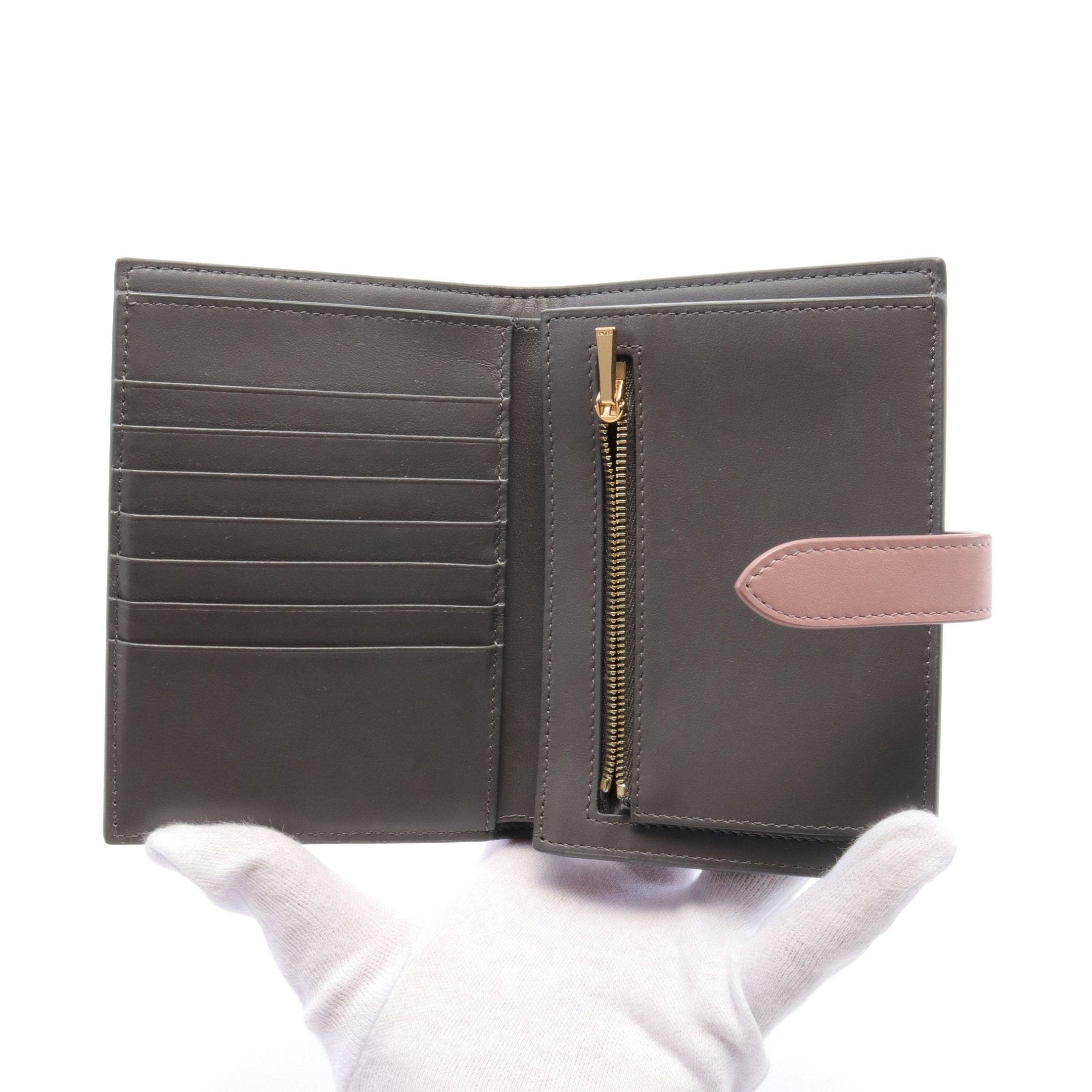 Celine Celine Medium Strap Wallet Bi-Fold Leather Gray Light Pink Size ONE SIZE - 3 Thumbnail