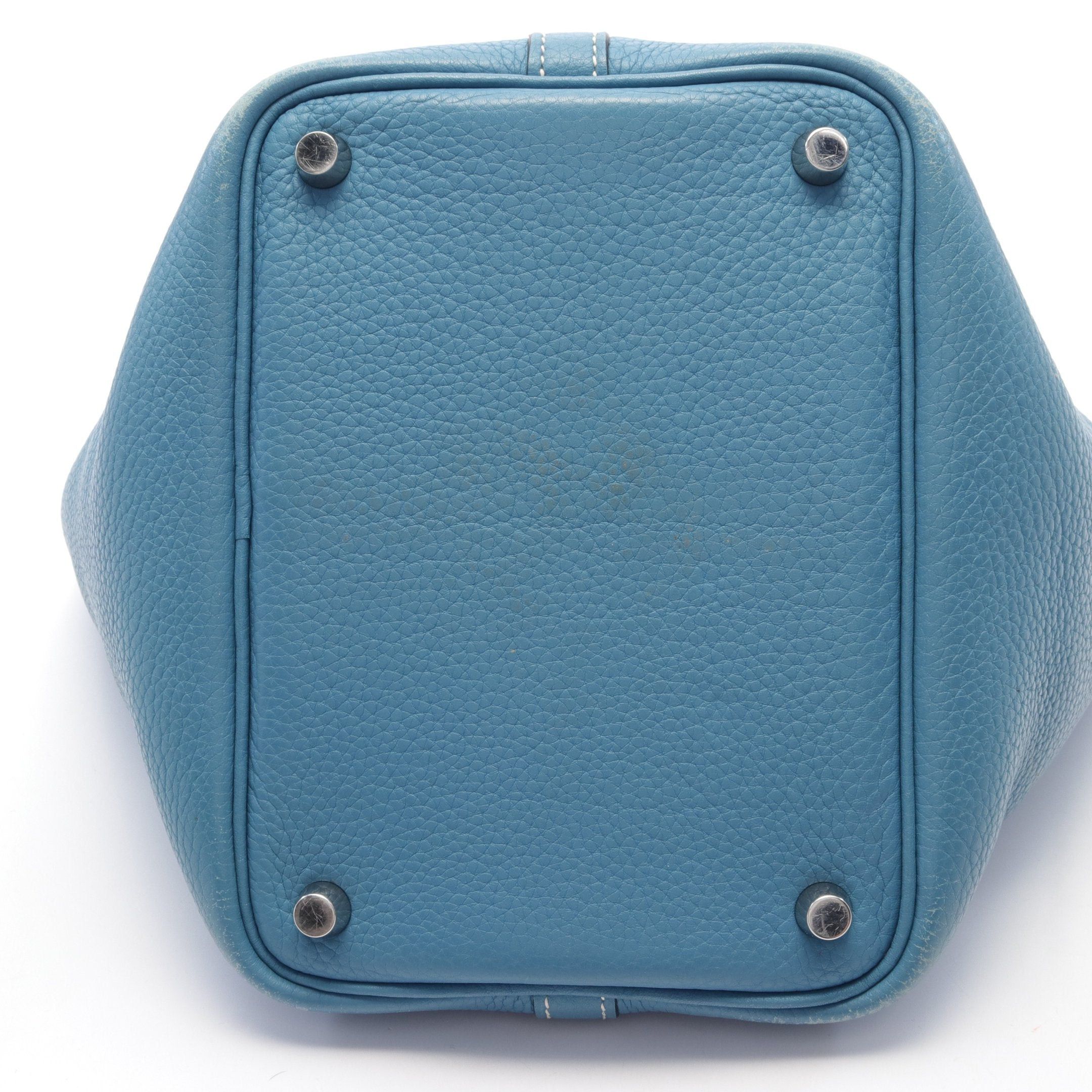 Hermes Hermes Picotan Lock Pm Blue Jean Handbag Clemence Leather Silver Hardware □L Stamp Size ONE SIZE - 9 Thumbnail