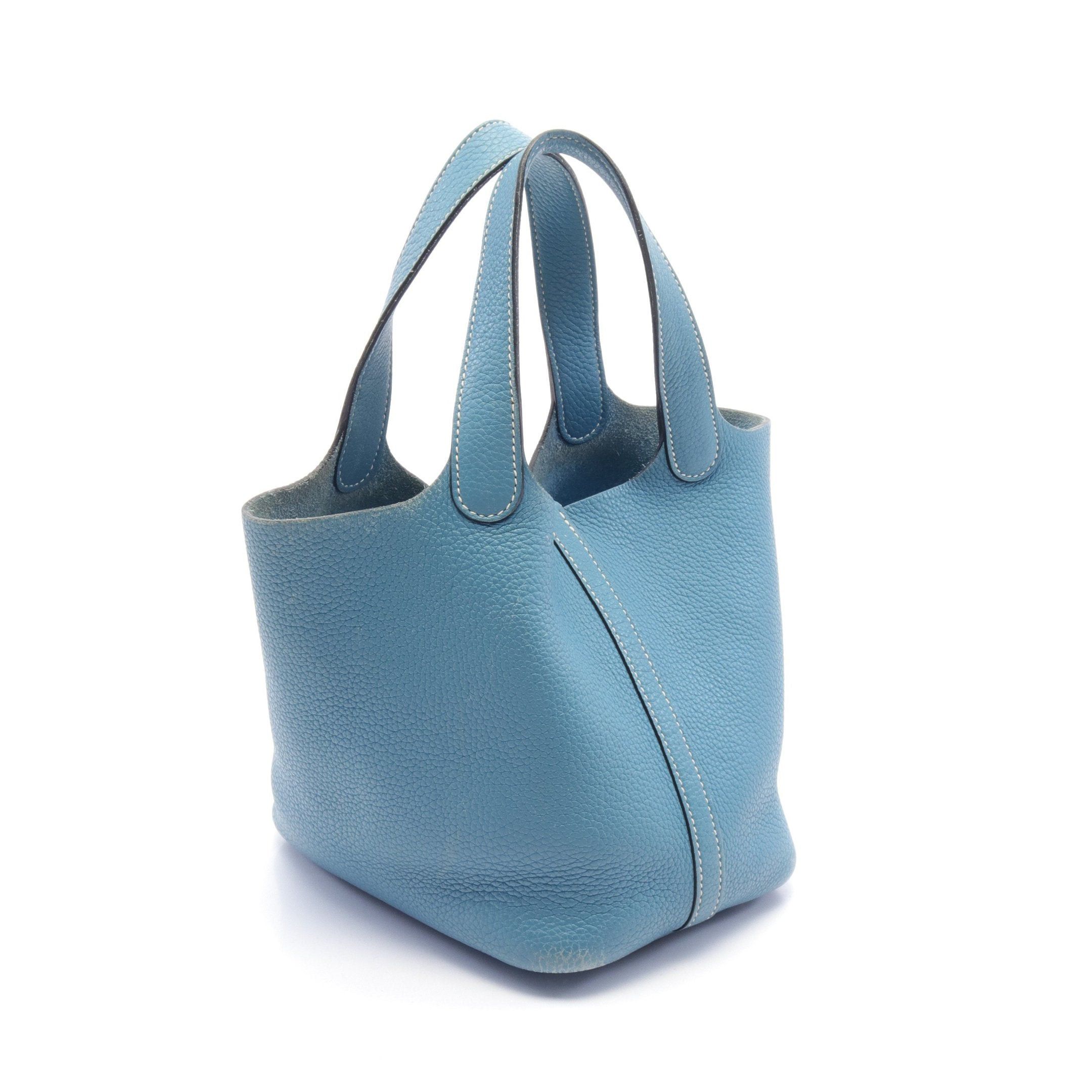 Hermes Hermes Picotan Lock Pm Blue Jean Handbag Clemence Leather Silver Hardware □L Stamp Size ONE SIZE - 2 Thumbnail