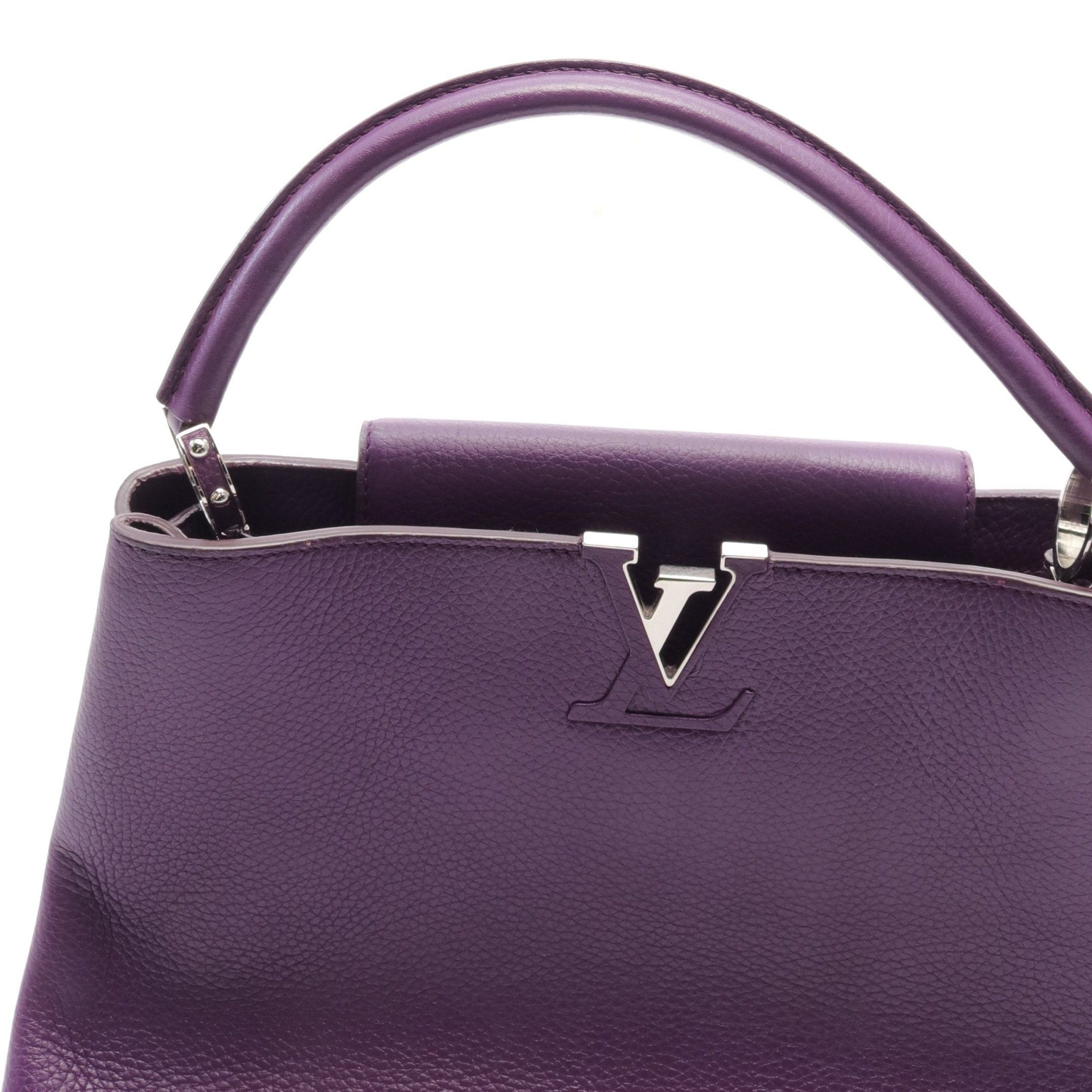 Louis Vuitton Louis Vuitton Capucines Mm Violet Handbag Leather Purple Size ONE SIZE - 9 Thumbnail