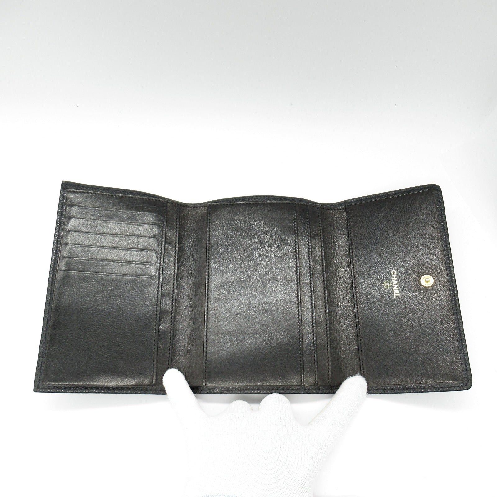 Chanel Chanel Trifold Wallet Caviar Skin (Grained Calf) Black Gold Hardware Size ONE SIZE - 5 Thumbnail