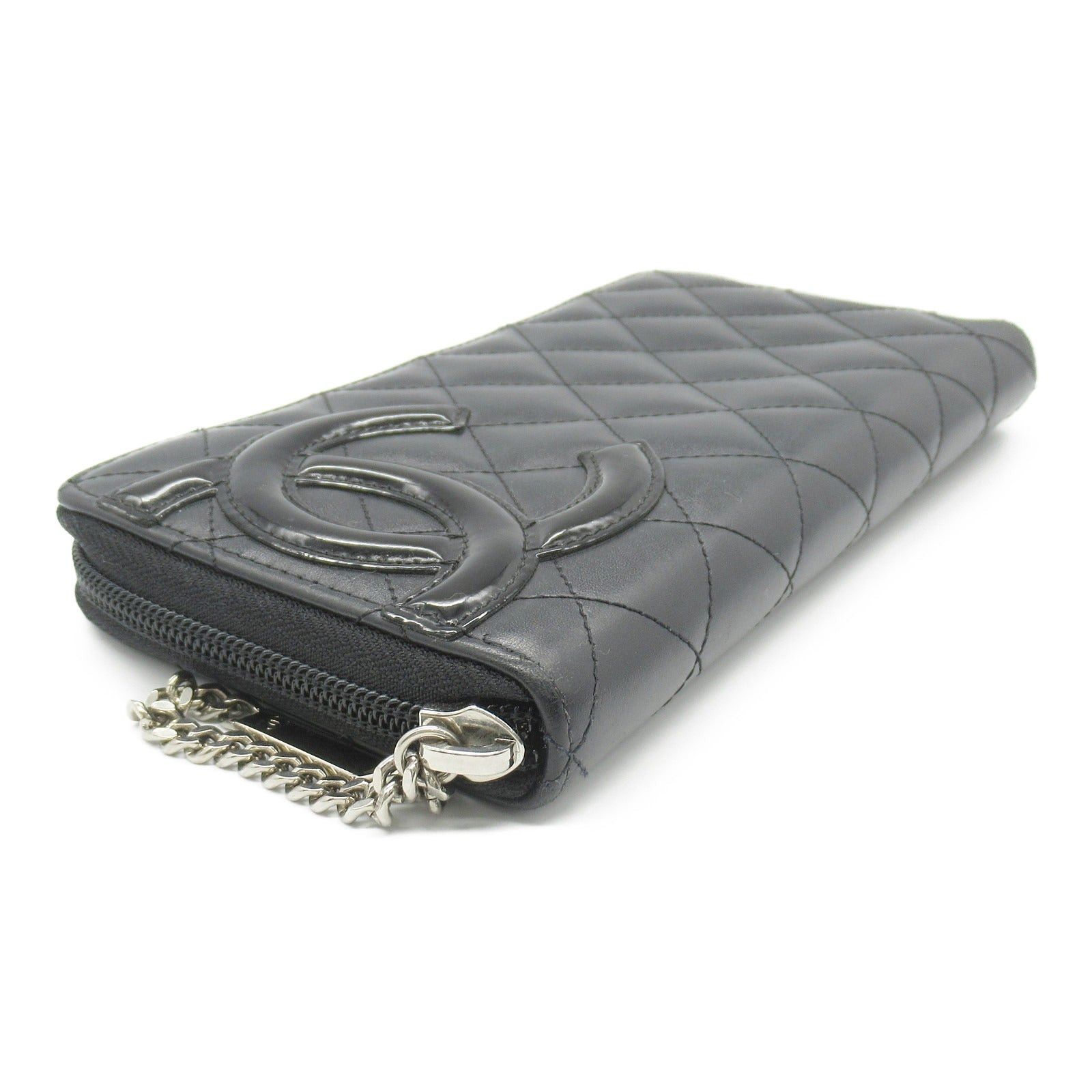 Chanel Chanel Cambon Round Long Wallet Zipper Leather Enamel Black Silver Hardware Size ONE SIZE - 3 Thumbnail
