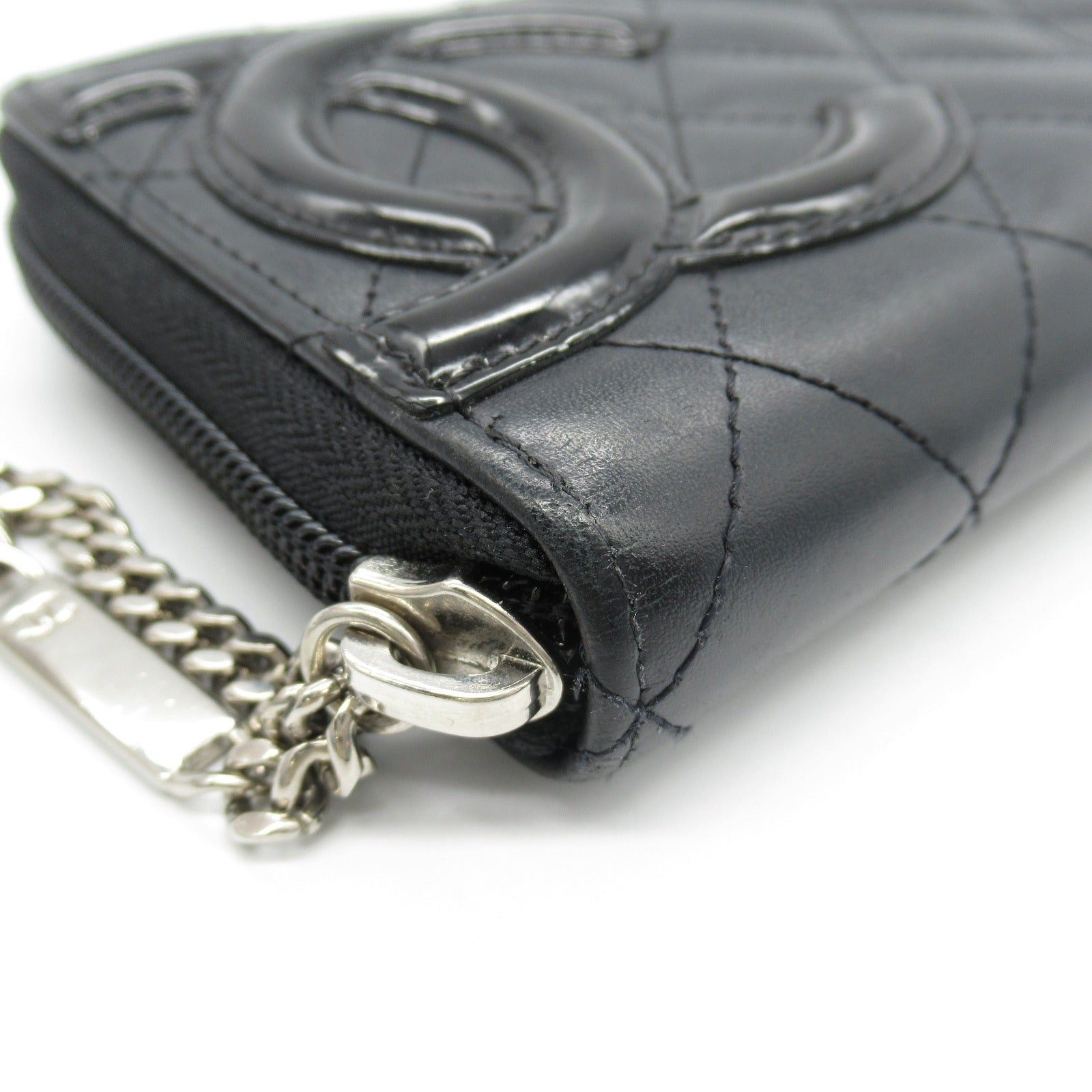 Chanel Chanel Cambon Round Long Wallet Zipper Leather Enamel Black Silver Hardware Size ONE SIZE - 14 Thumbnail